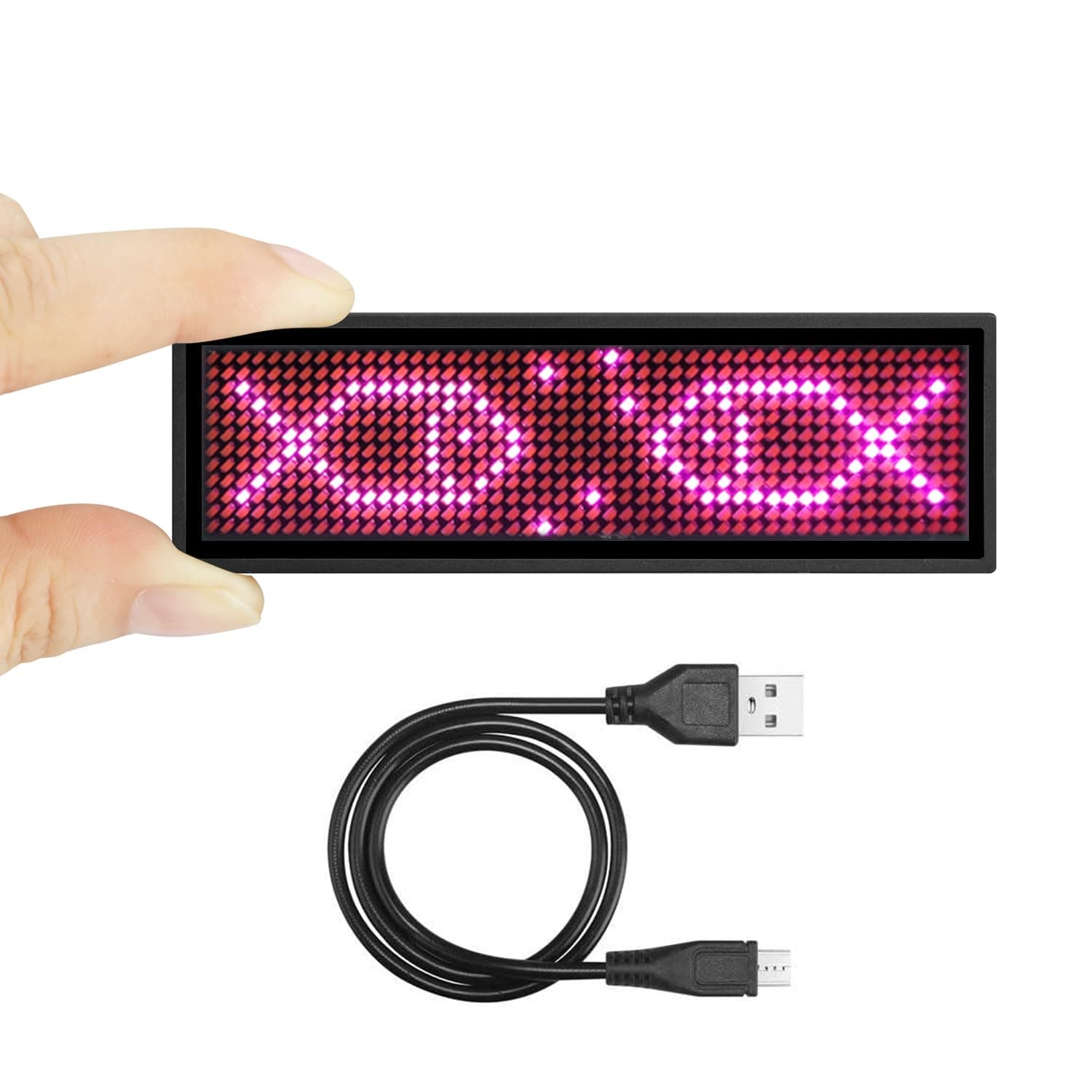 Exspeky Upgraded LED Name Badge Cellphone Programmable Rechargeable Name Tag for Restaurant Shop Exhibition Nightclub Hotel(Pink), (LNT_Pink)