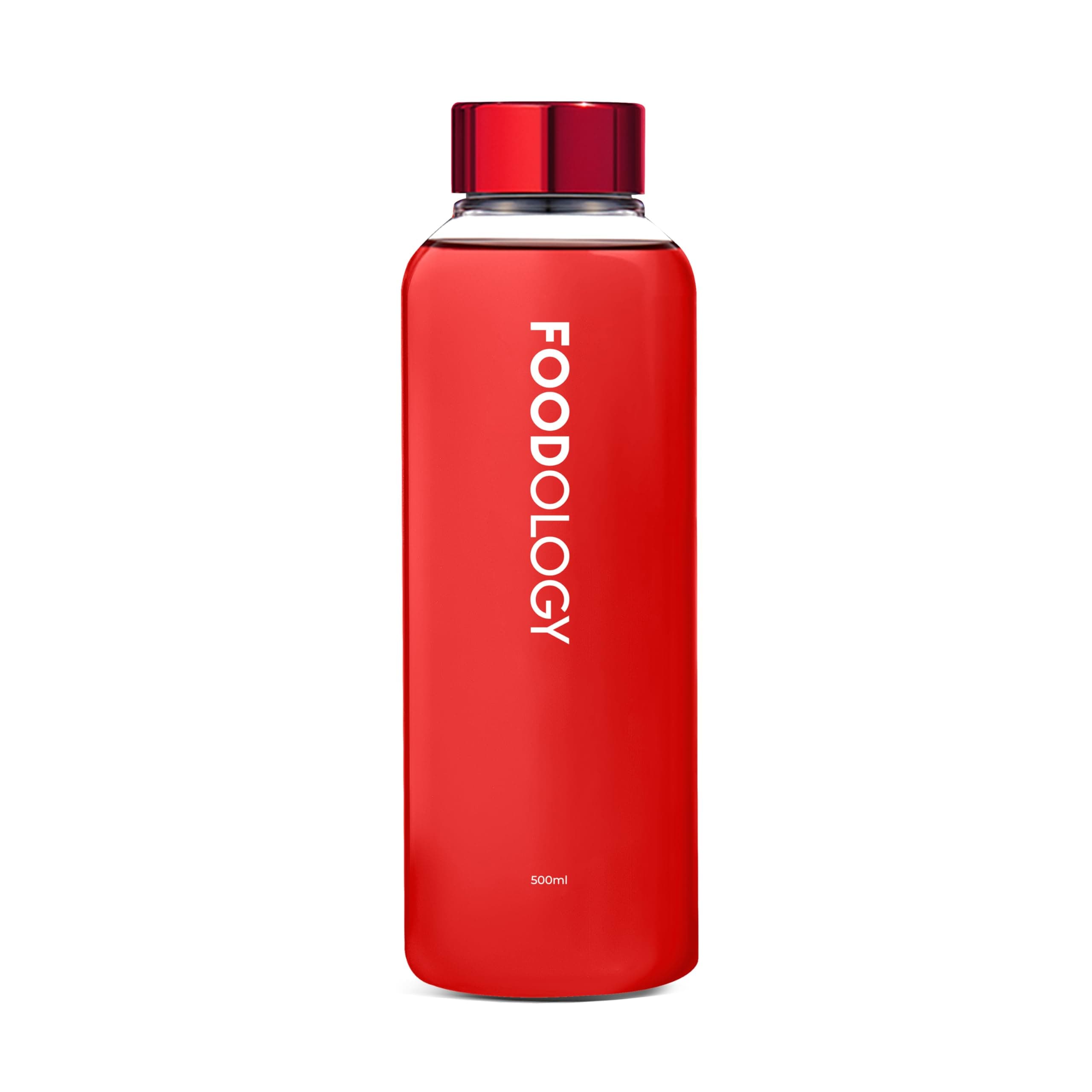 Bottle for Drink Mix (Red, 16.9fl oz) - Leak Proof, Lightweight, Durable Sports Water Bottle. Reusable for Gym, Outdoor, Travel. BPA Free, Clear Beverage Container with Marker