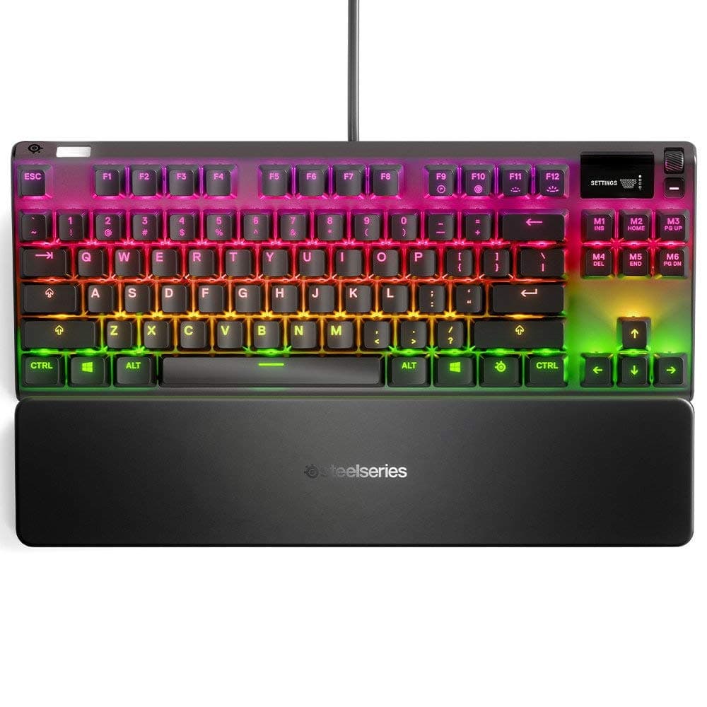 SteelSeries Apex 7 TKL Mechanical Gaming Keyboard, OLED Display, Red Switches, American QWERTY Layout