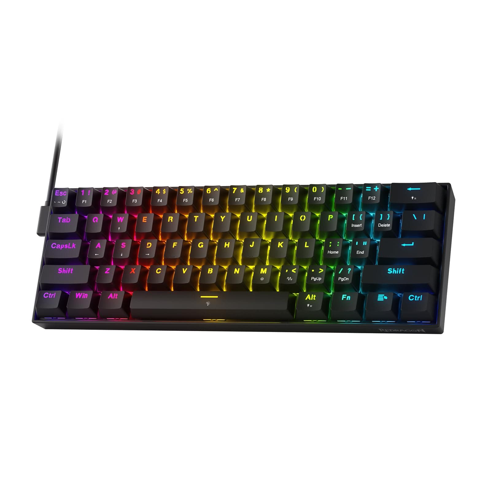Redragon K617 HE Rapid Trigger Gaming Keyboard, 60% 61 Keys Wired Mechanical Keyboard w/Hyper-Fast Actuation, Dedicated Hall Effect Magnetic Switch, Actuation Point Adjustable, Essential Black