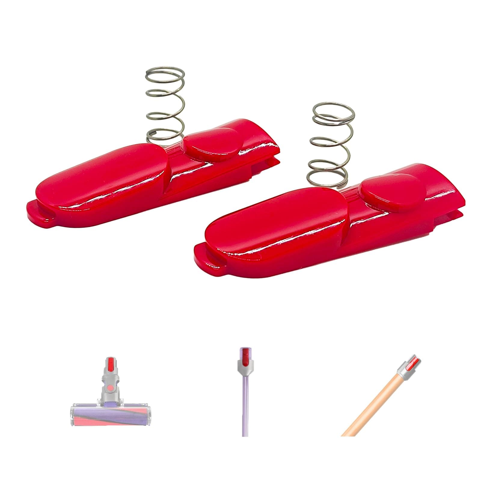 2 Pack Cleaner Head Clip Latch Tab Button with Spring Replacement for Dyson V7, V8, V10, V11, and V15 Electric Drive Parts, Extension Wand, Wand Tube, and Illumination Tool.