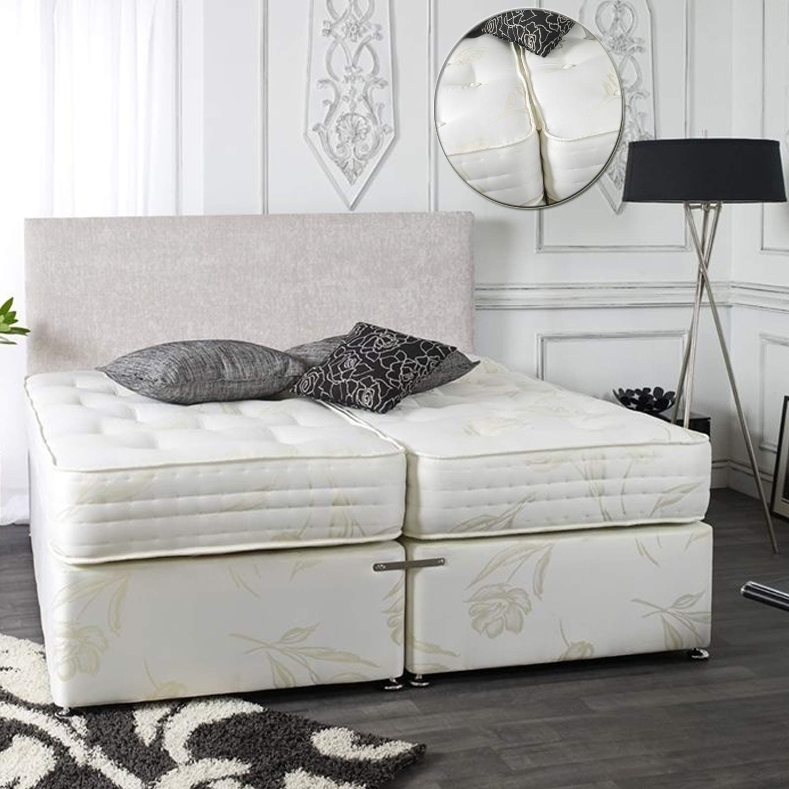 sleepkingsLuxury 5ft Kingsize Zip & Link Divan Bed Set with Deep Orthopaedic Tufted Firm Mattress
