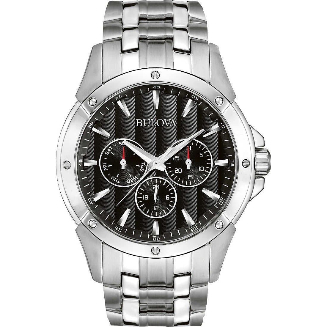 Men's Classic Dress 6-Hand Multi-Function Day/Date Quartz Watch, Black Patterned Dial, 43mm