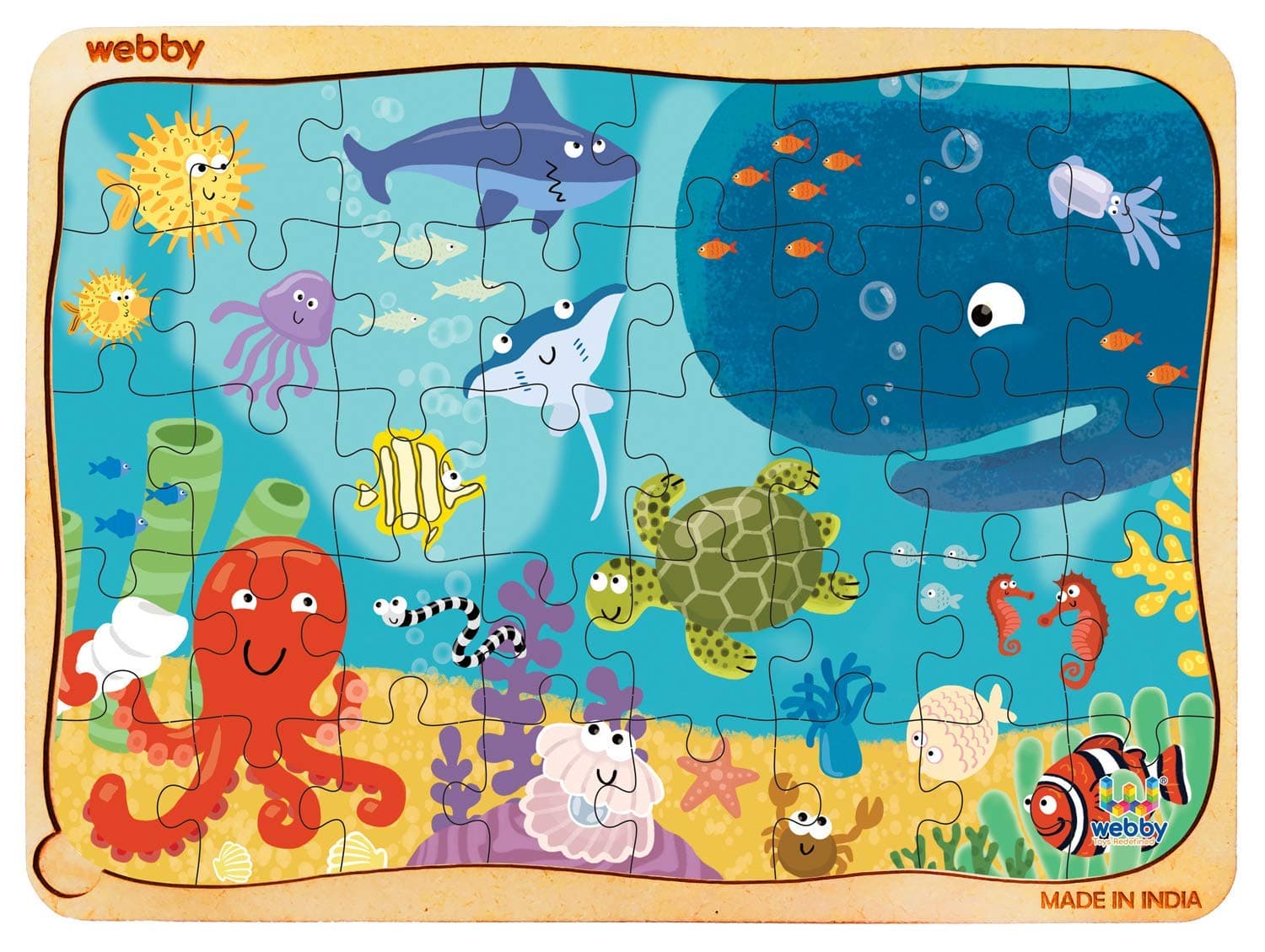 Webby Underwater Animals Jigsaw Puzzle , 40 Piece, Multicolour