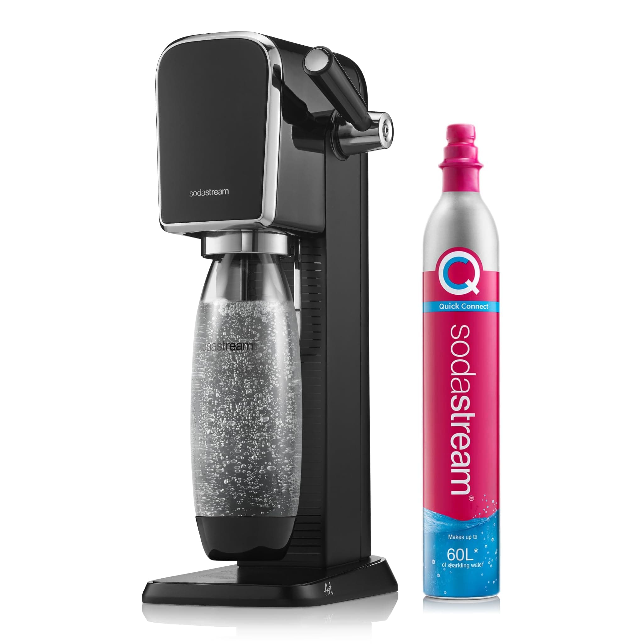 SodaStream Art Sparkling Water Maker (Black) with CO2 and Dishwasher Safe Bottle
