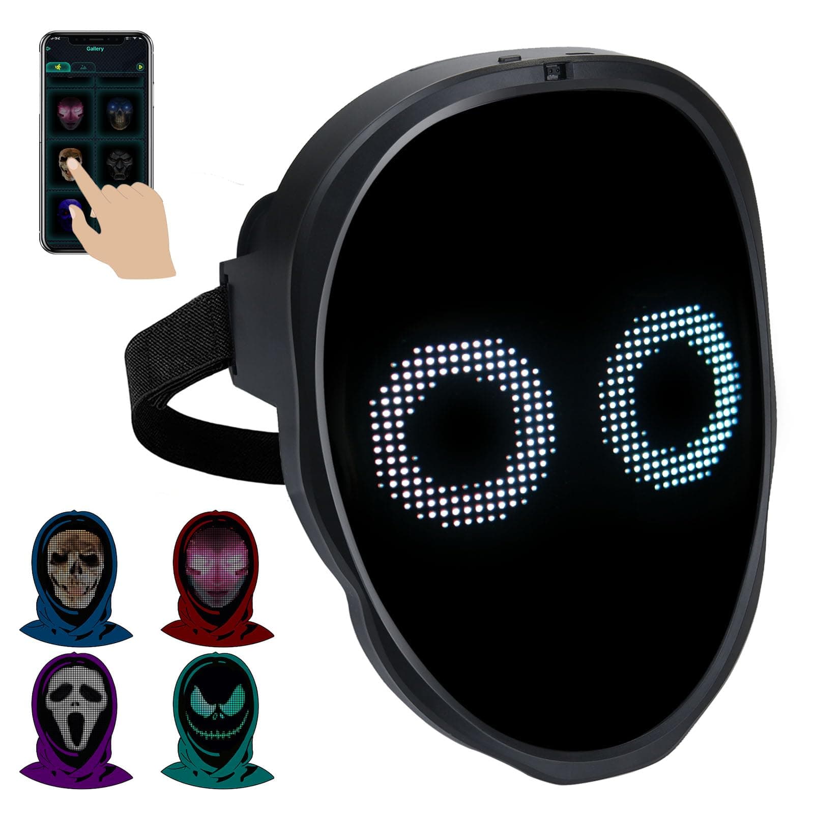 - Programmable LED Mask-APP Bluetooth Customizable Light-Up Face Mask for Festivals Parties Raves Cosplay Christmas Gift