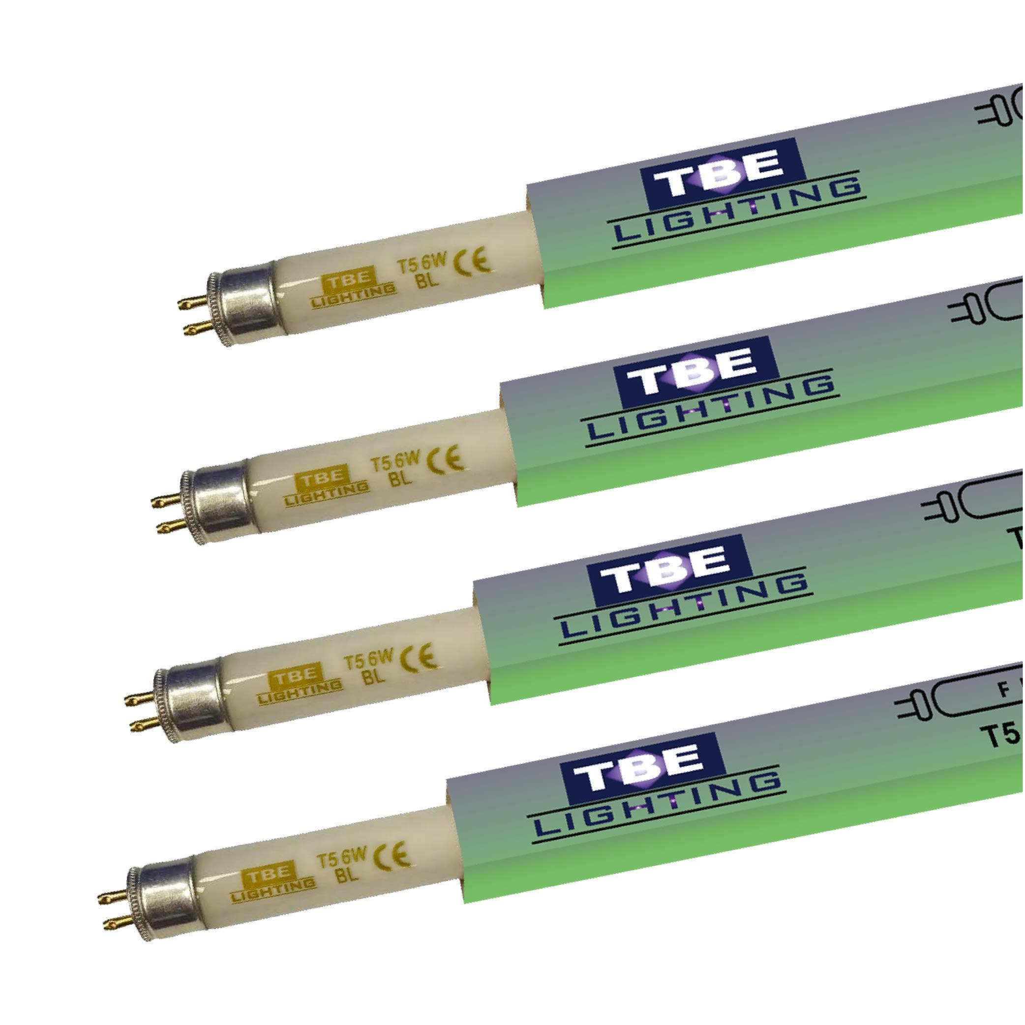 TBE LIGHTING 6w UV Fly Killer Tubes - 4 Pack - T5 BL 368nm Bug Zapper Ultra Violet Bulbs for Insect Killing - G5 2 pin Base Fitting - 225mm Length