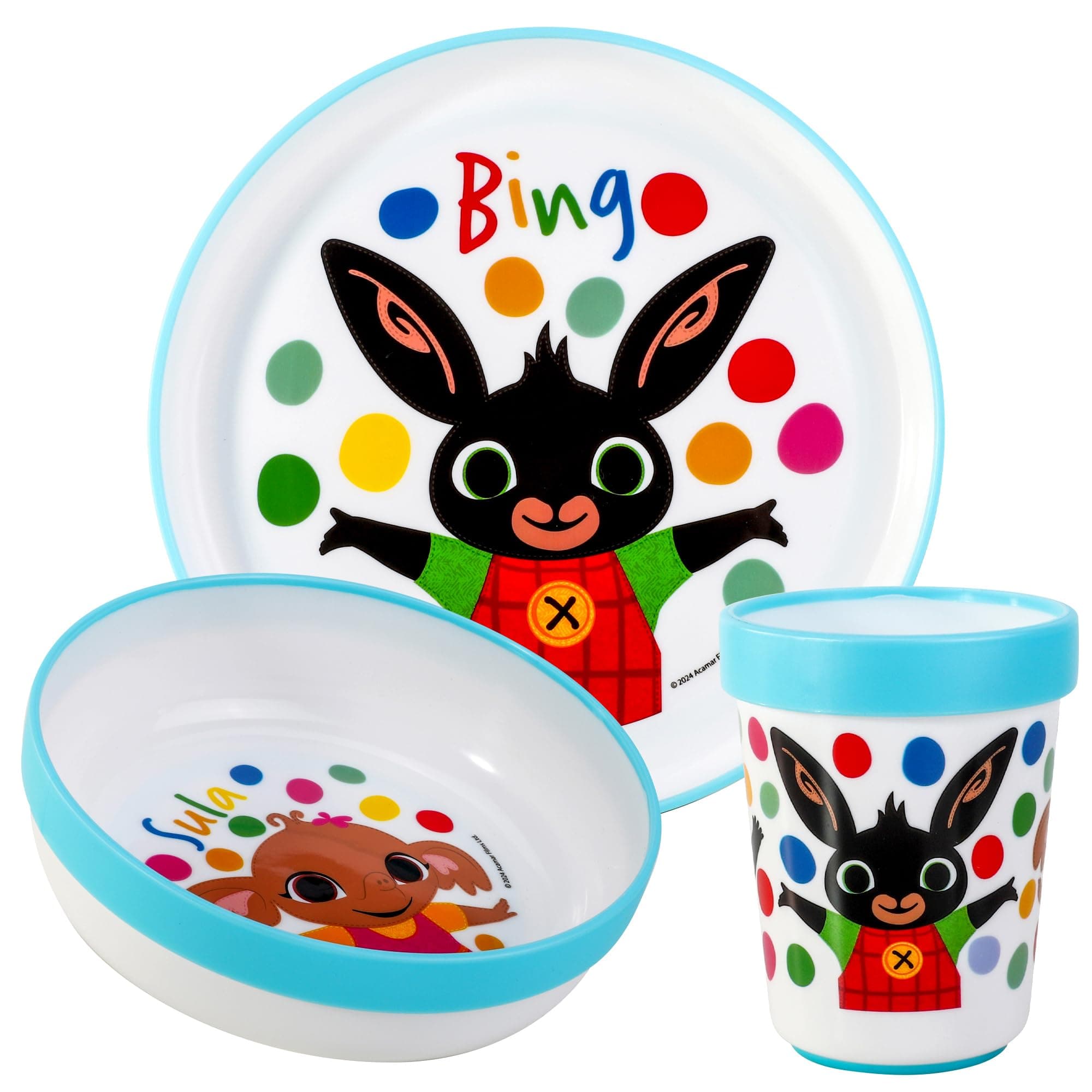 Bing 3pcs Reusable Bicolor Premium Kids Dinner Tableware Set Plate, Bowl & Tumbler, BPA Free