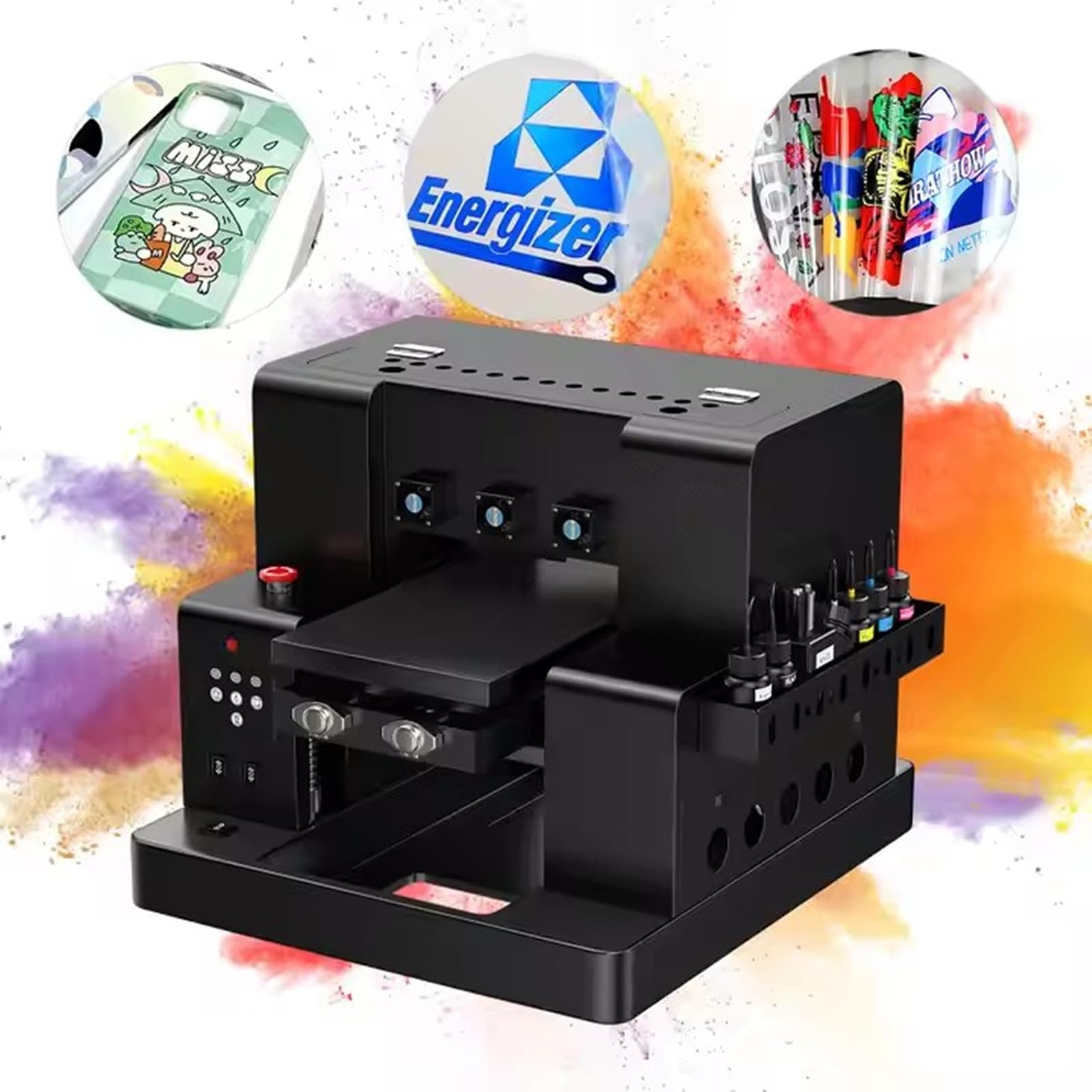 A3 UV Printer UV DTF Printer UV Stickers Printing Machine Support UV Raised Printing, with Bottle Holder + 2500ml Ink + Software
