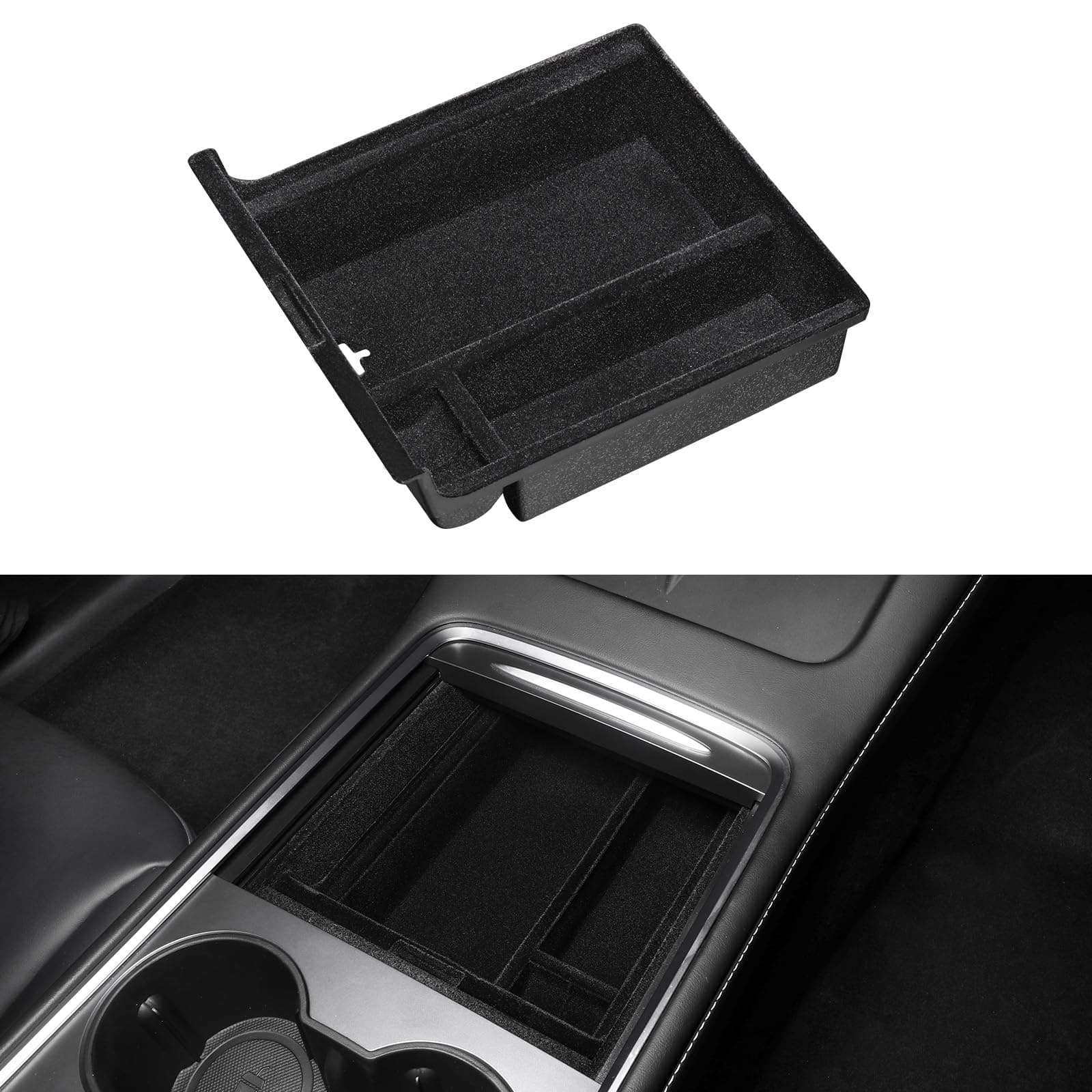 BASENOR 2024 Upgraded Tesla Model Y Model 3 Center Console Organizer with Coin Purse and Sunglasses Holder for 2021-2023 Model 3 2021-2024 Model Y(Not Fit 2024 Model 3)