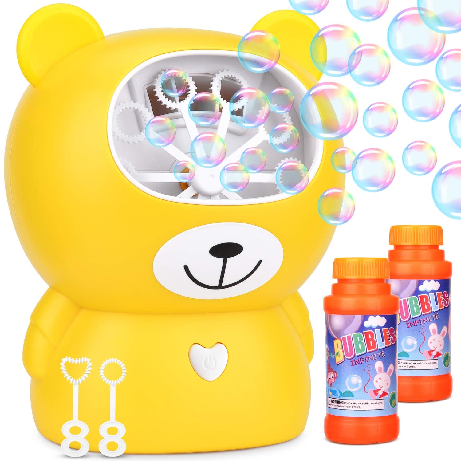 Dkinghome Automatic Bubble Machine Blower Maker Bath Toy for Kids, USB Rechargeable High Output Durable Bubble Diffuser 1000 Bubbles per Minute + Fluid for Party Indoor and Outdoor