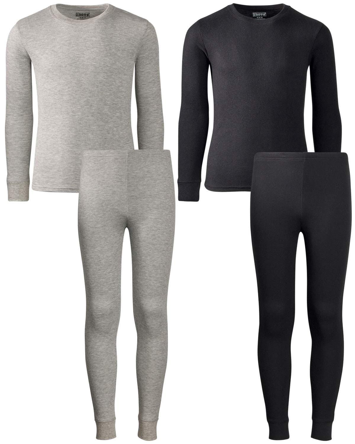 Thermal Underwear Set – Boys Winter Base-Layer Long Johns Waffle Knit Thermal Top and Pant (2 Full Sets)