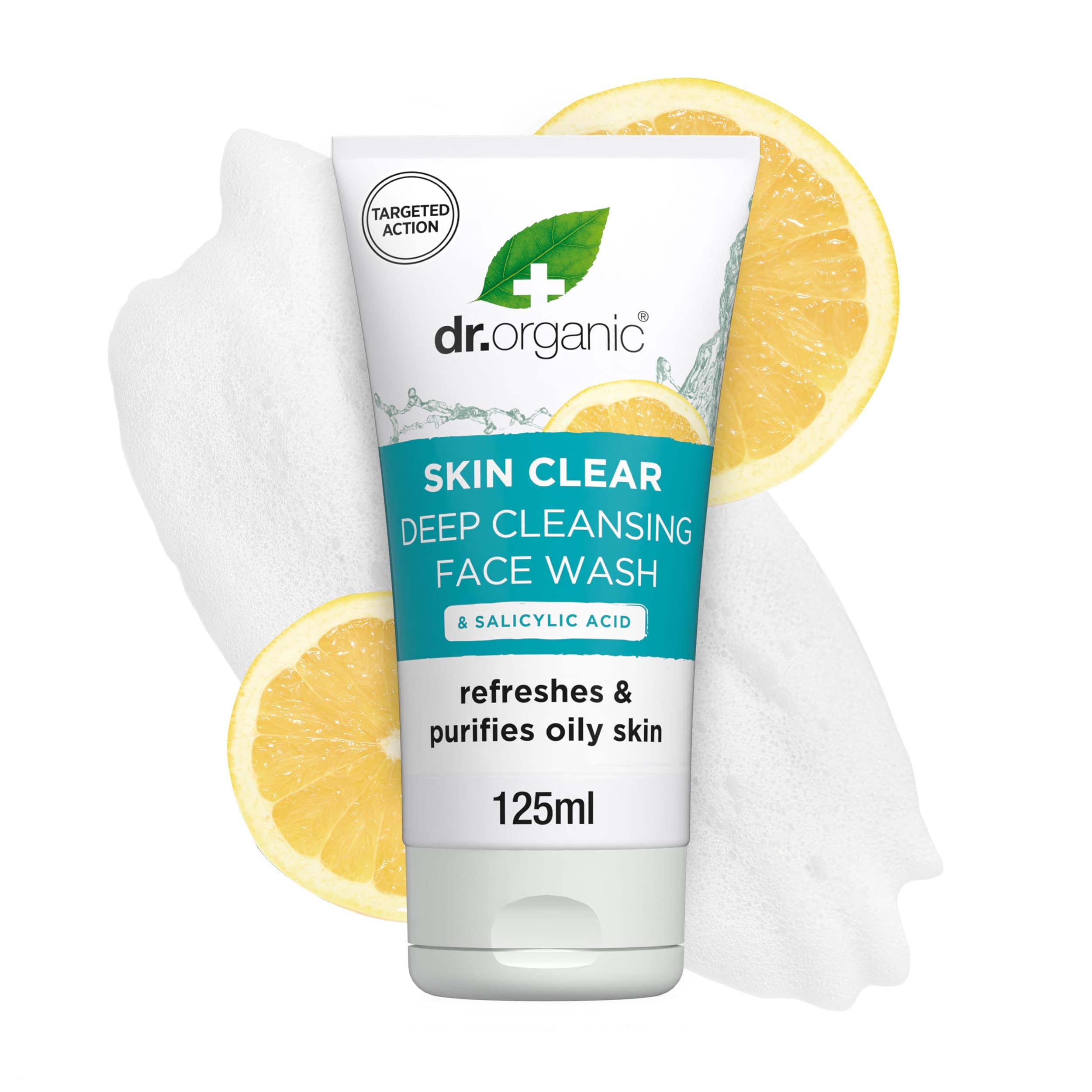 Dr. Organic 5 in 1 Skin Clear Tea Tree Deep Pore Cleansing Face Wash | Infused with Grapefruit Extract and Salicylic Acid | For Spots, Pores, Oil & Shine Control and Clearer Skin | 125ml