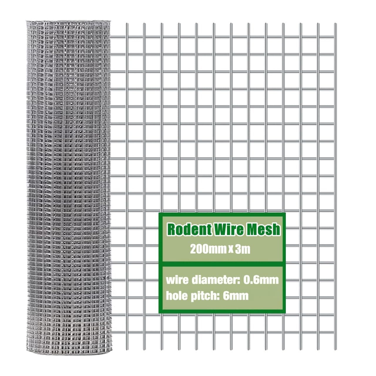 Rodent Mesh Roll 200mm x 3m,Galvanised Wire Mesh- Keep Rats Out & Protect Your Home, Chickens, Dogs, Rabbits, Vegetables & More,Rat Proof Mesh Sheet -Durable & Easy to Install - Maintenance-Free