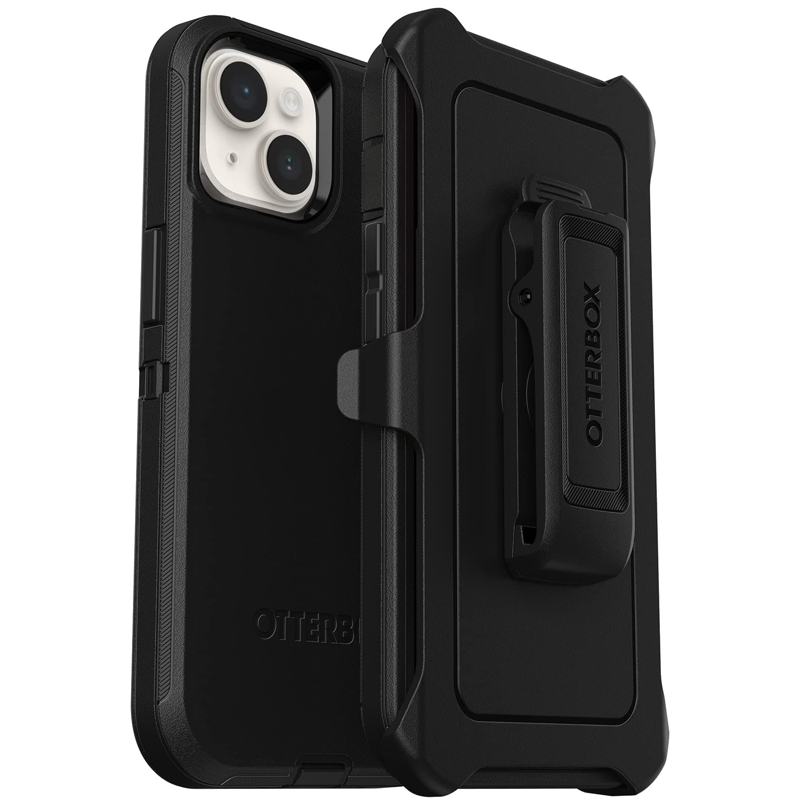 iPhone 14 & iPhone 13 Defender Series Case - Black, Rugged & Durable, with Port Protection, Includes Holster Clip Kickstand