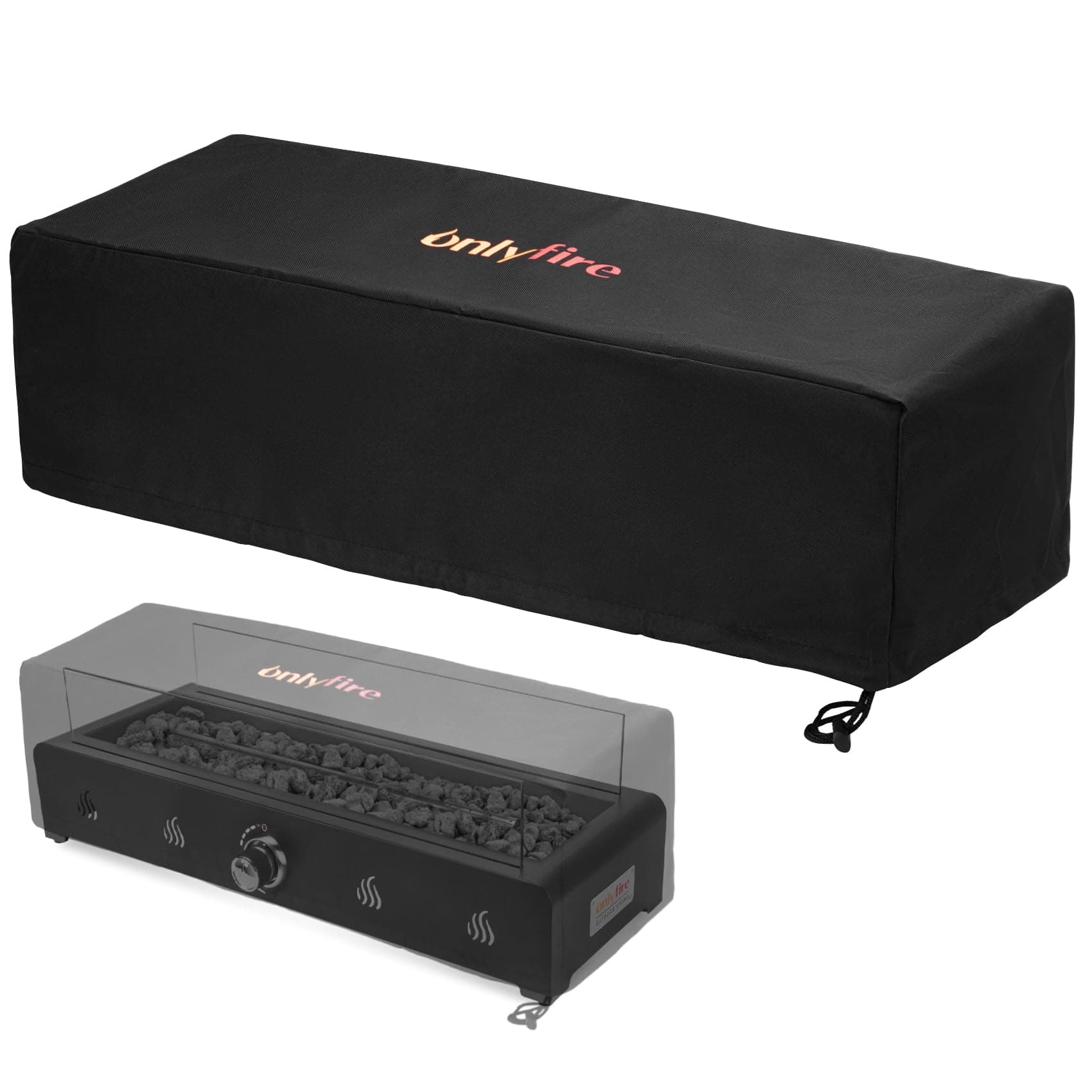 Onlyfire Fire Pit Cover, 28 Inch Tabletop Fire Pit Cover Rectangular UV Resistant and Waterproof Firepit Table Cover for Outdoor Propane Fire Pit, 28.7x9.2x7.7 inch