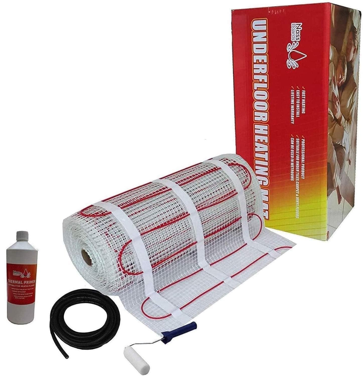Nassboards Premium Pro Electric Underfloor Heating mat kit 200w per m² - Red Box