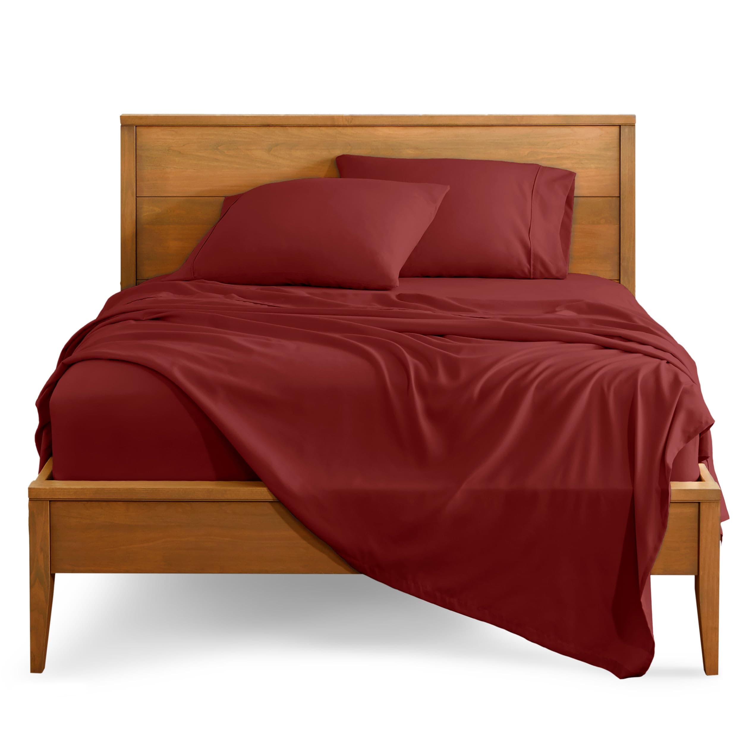 Queen Sheet Set - 1800 Ultra-Soft Microfiber Queen Bed Sheets - Double Brushed - Deep Pockets - Easy Fit - 4 Piece Set - Bedding Sheets & Pillowcases (Queen, Rosewood)