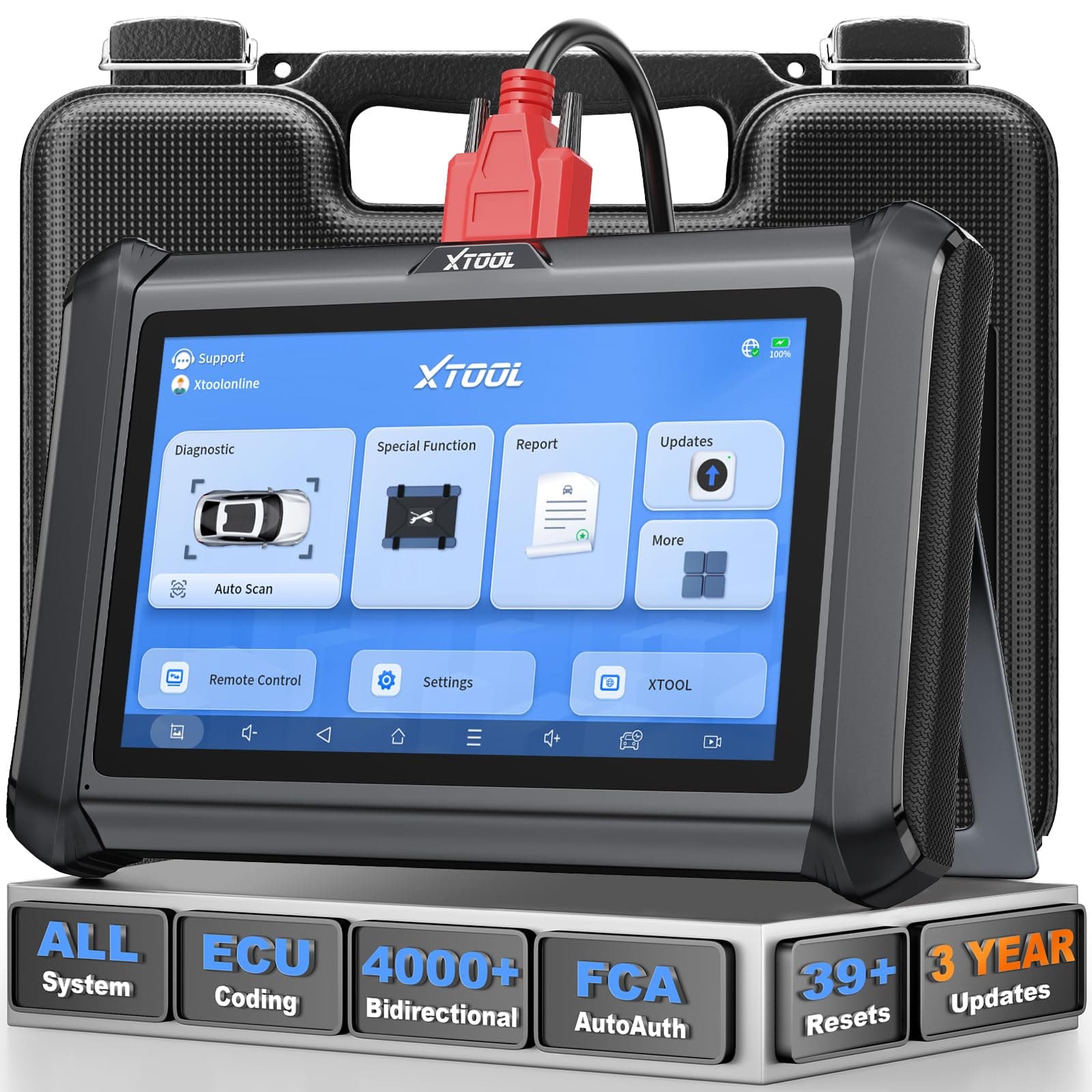 XTOOL D7S OBD2 Scanner Diagnostic Tool 2025 Bidirectional Scan Tool Ver. of D7 with ECU Coding Active Test, FCA, All-System 36+ Resets, Crankshaft Relearn, DoIP/CAN FD, 3-Yr Update