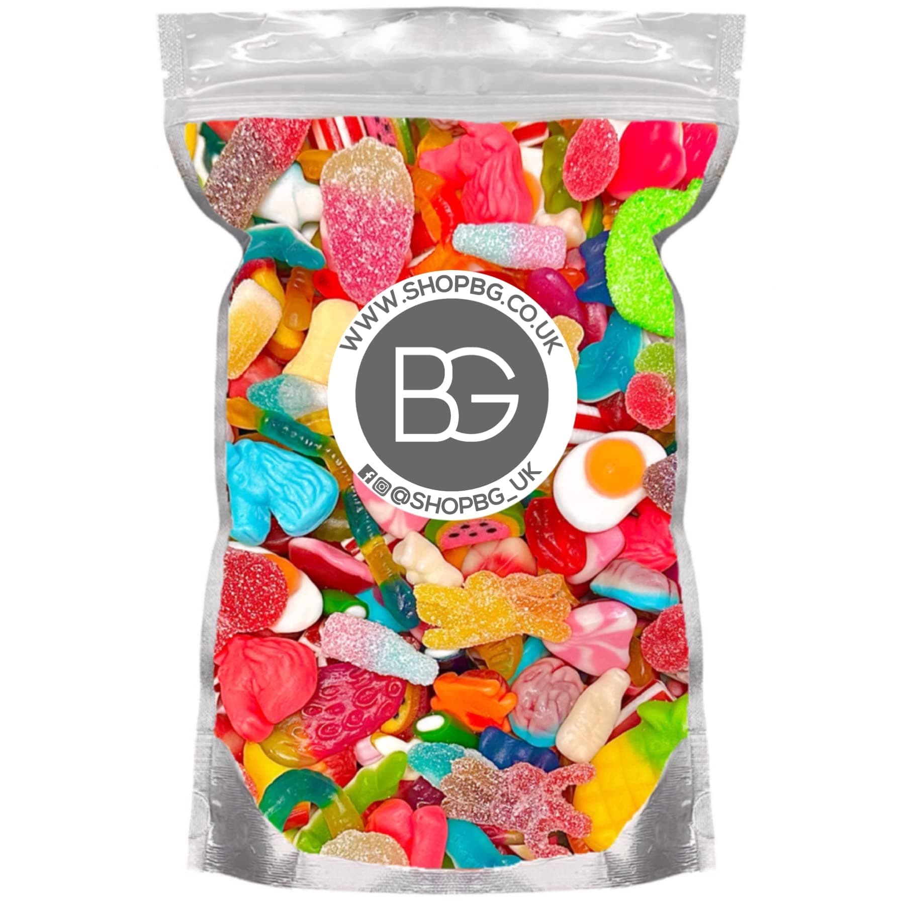 Mixed Quality Pick & Mix Sweets - Large Retro Candy Sweeties Assortment, 1kg Pouch Gummy Jelly Fizzy Gift Chewy PicknMix