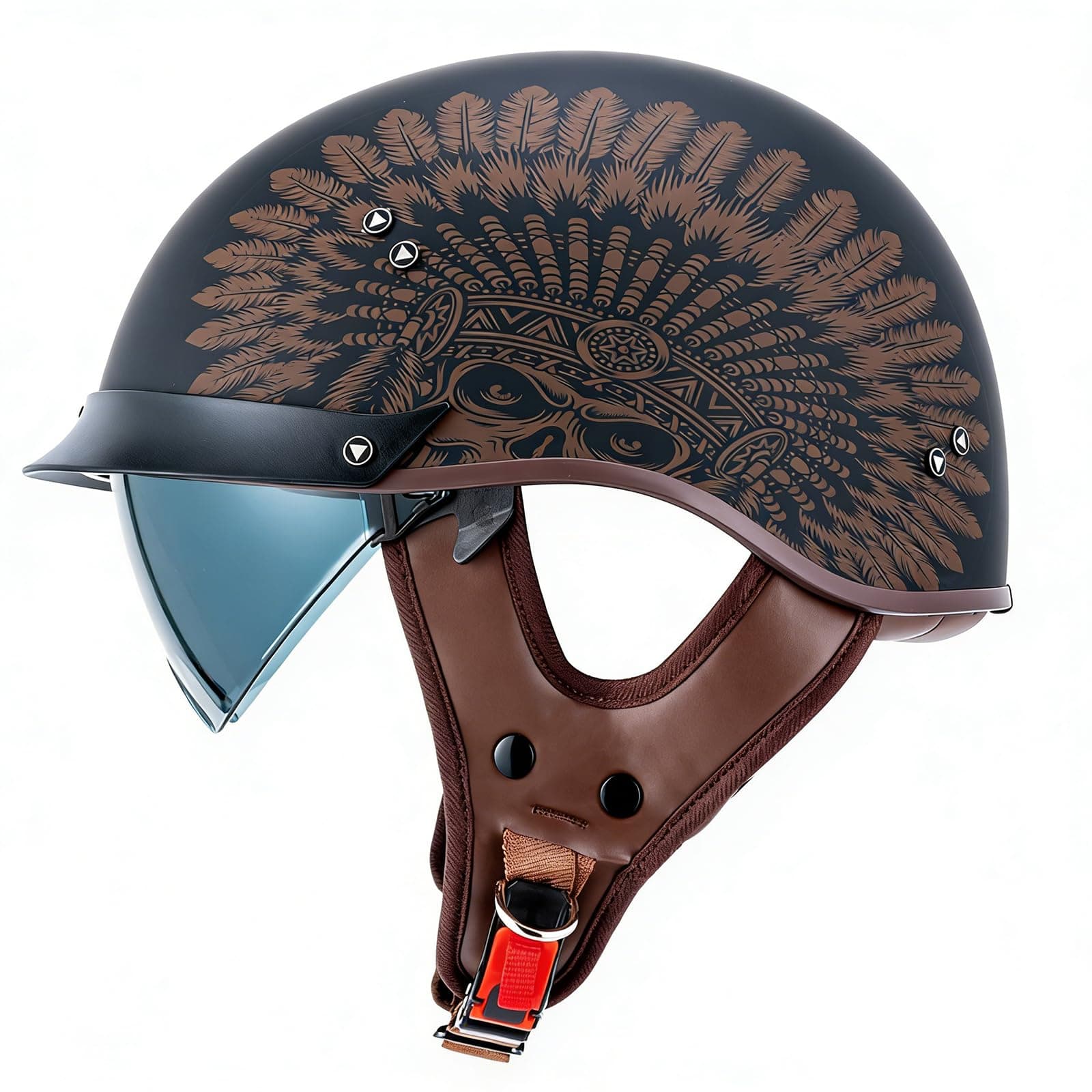 Motorcycle Half Helmet Sun Visor Quick Release Buckle DOT Approved Half Face Helmets for Men Women