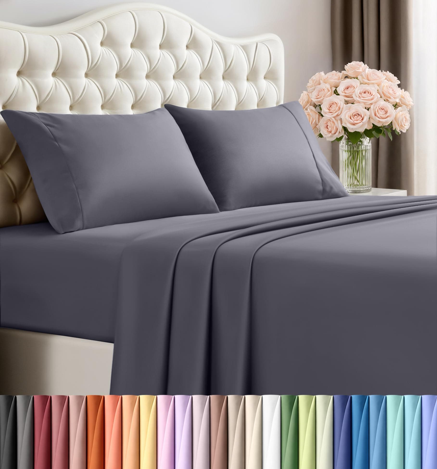Utopia Bedding Full Bed Sheets Set - 4 Piece Bedding - Brushed Microfiber - Shrinkage and Fade Resistant - Easy Care (Full, Grey)