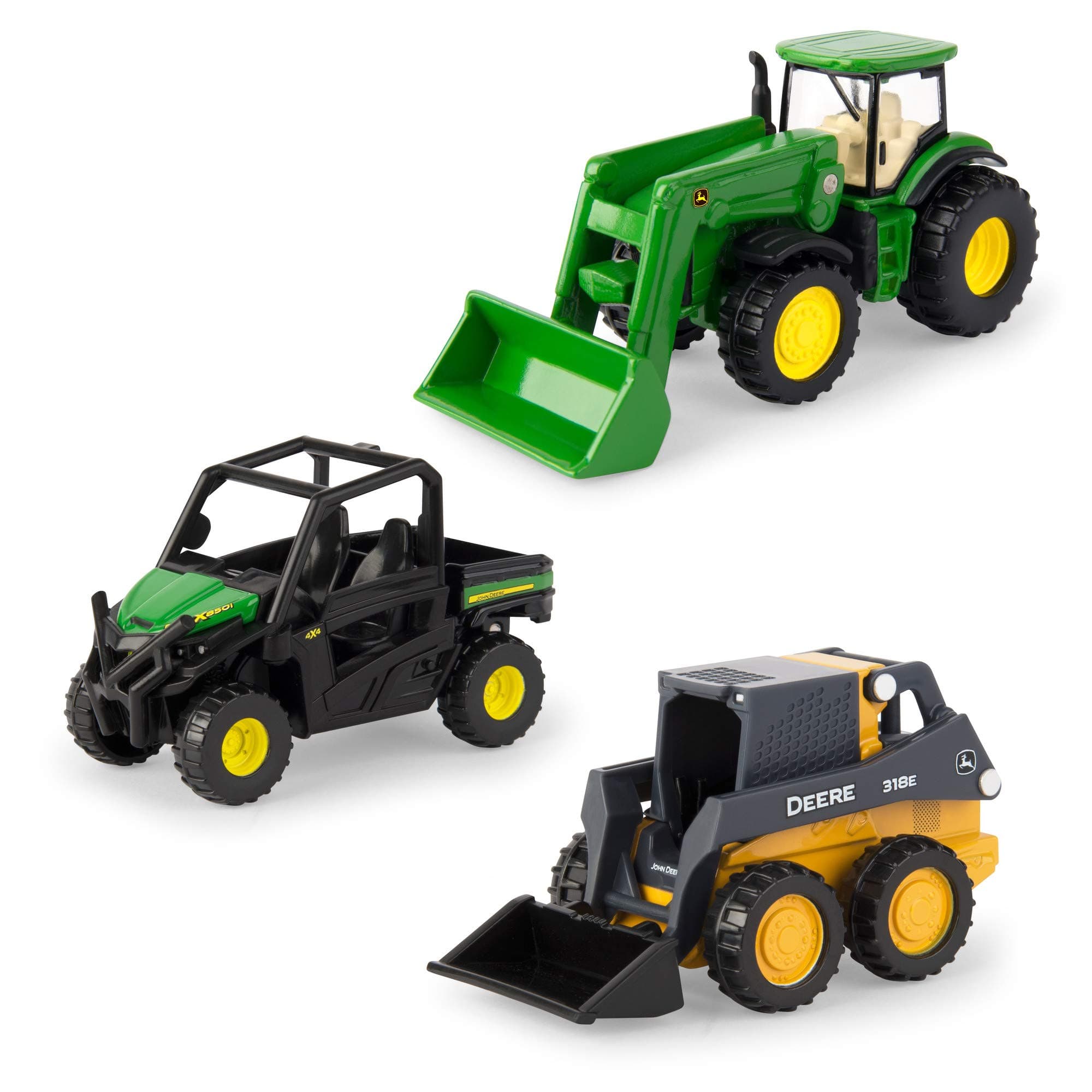 ERTL Iron John Deere Die-Cast Replicas - Includes Tractor, Gator, and Skid Steer Farm Toys with Collectible Display Box - John Deere Tractor Toys - 3 Inch - 3 Count - Ages 3 Years and Up