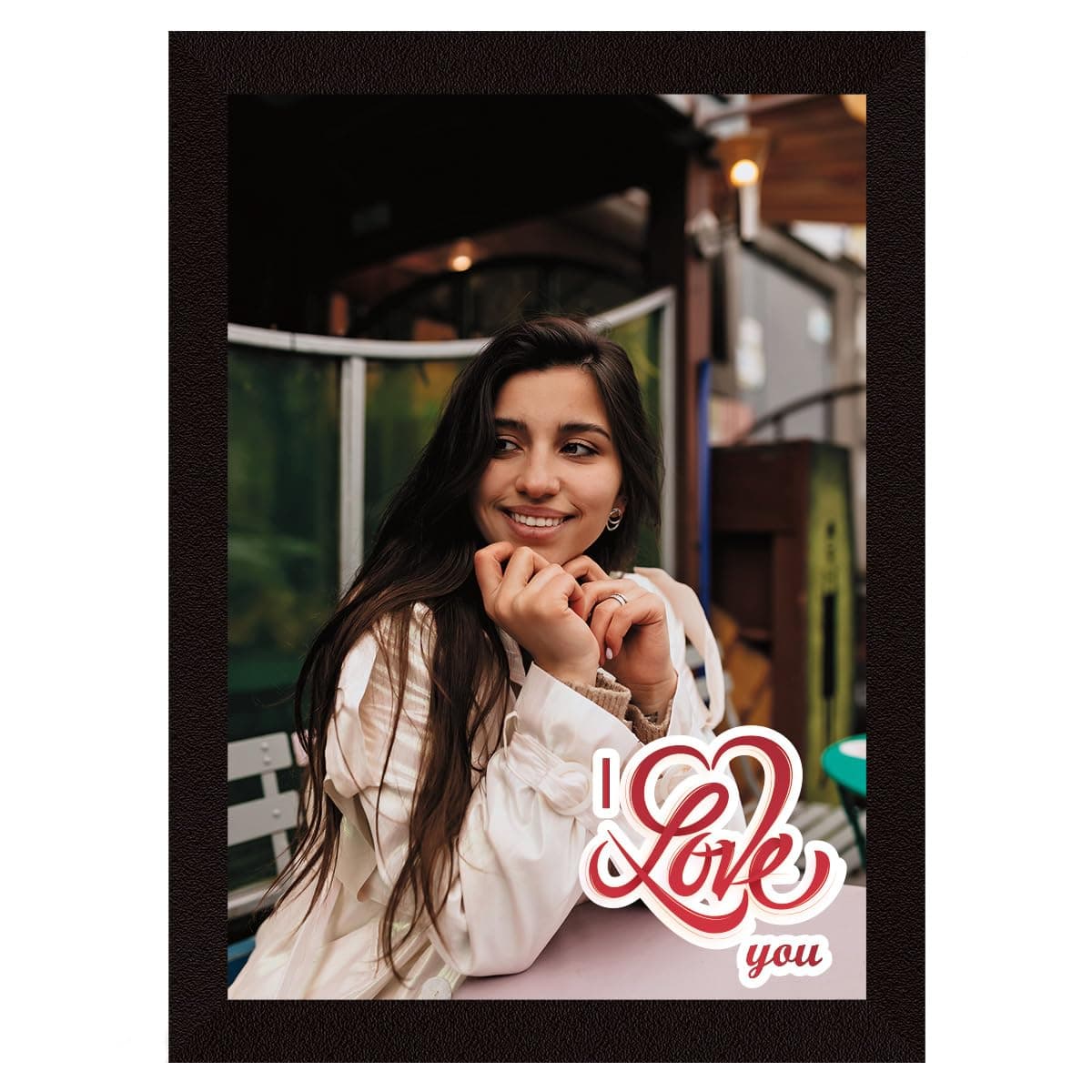 ArtX Customized Canvas Rectangular Wood Wall Mount Photo Frames 33 X 25 Cm With Photo Upload (Baby), Black