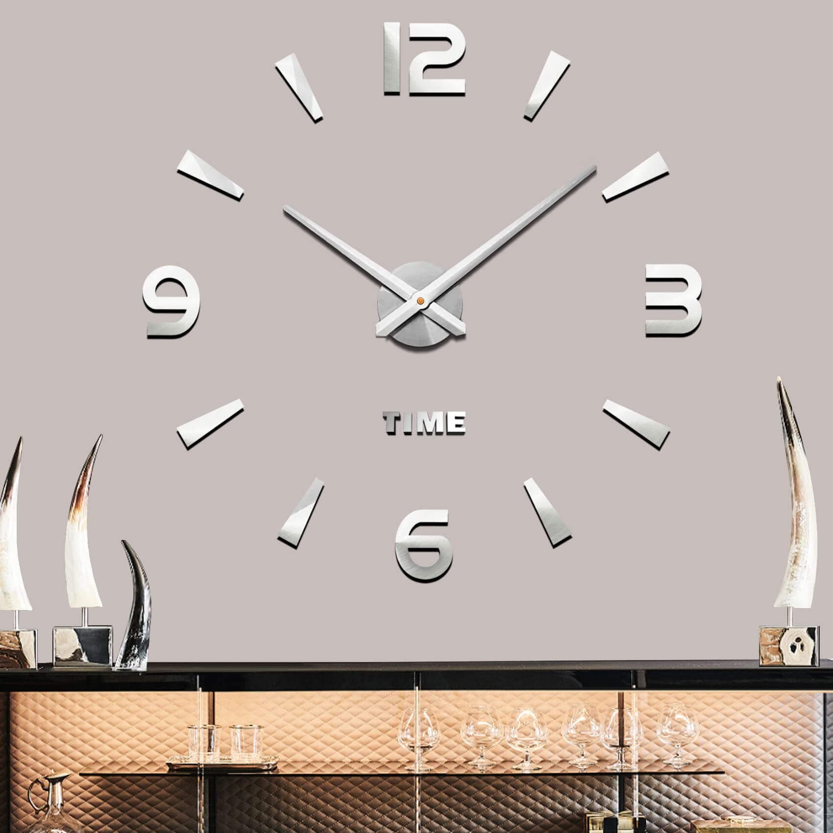 Mintime Large Wall Clock Battery Operated DIY Wall Clock for Modern Decorative Living Room/Office