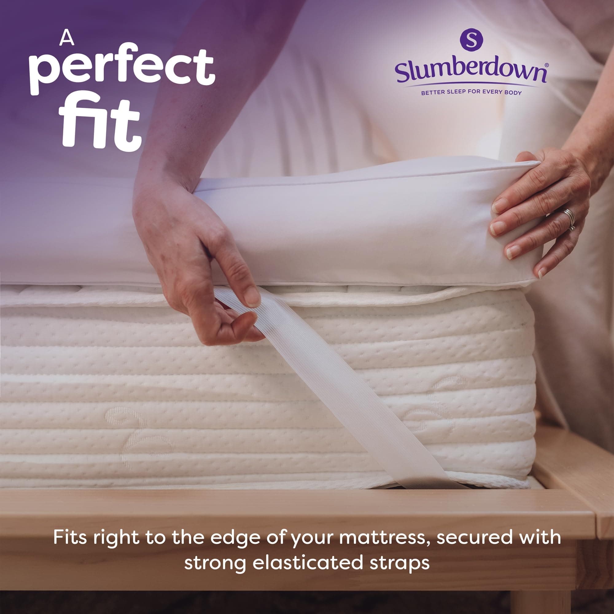 Slumberdown 10cm Extra Deep Mattress Topper Double Bed - Ultra-Soft Box Quilted Breathable Double Bed Topper | 2-Year Guarantee, Elasticated Straps, Non-Allergenic & Washable