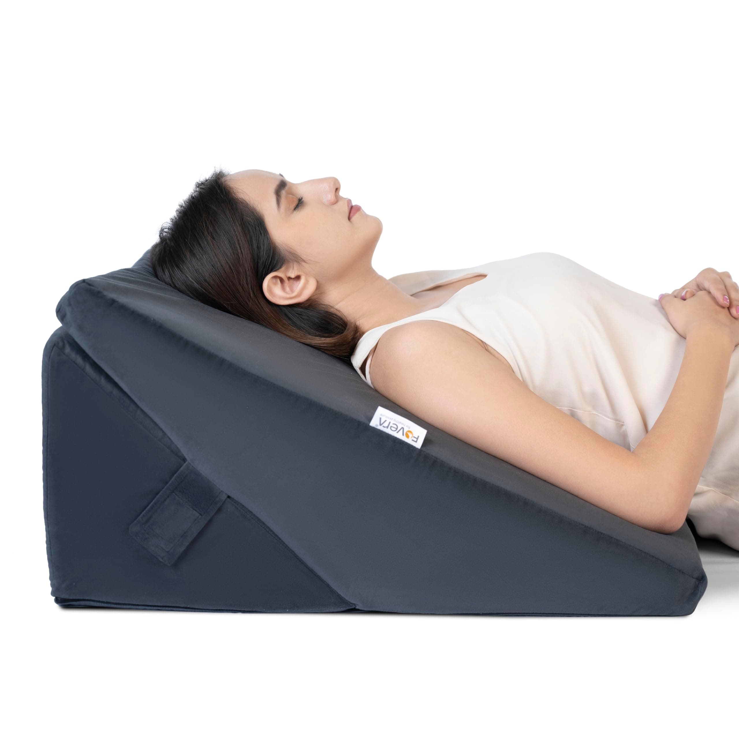 FOVERA Wedge Pillow Memory Foam, Adjustable Bed Wedge Cushion for Back Support, Sleeping, Acid Reflux, GERD, Snoring, Pregnancy, Post-Surgical Recovery (Dark Grey, XL - 24 x 24 x 12 Inch)