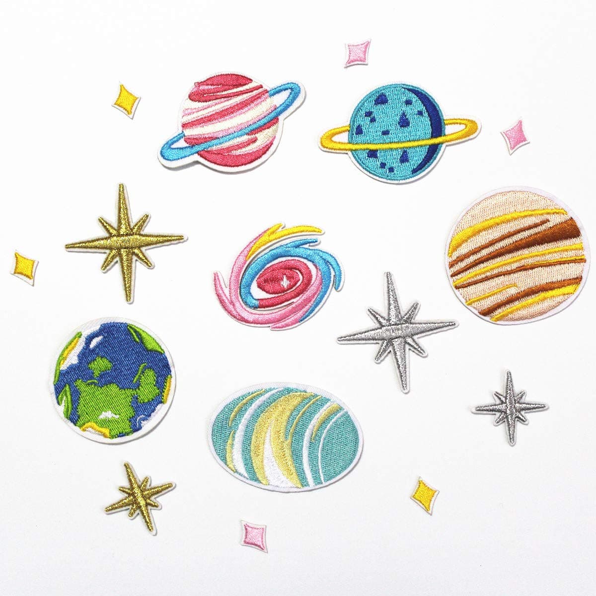 SUNMOVE 16Pcs Embroidery Outer Space Planet Sew On Iron On Patches Badge Bag Clothes Fabric Applique DIY