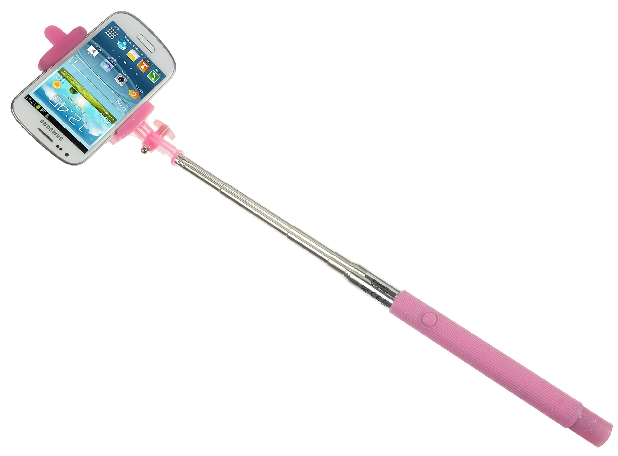 Trendz Universal Portable Extendable Bluetooth Glitter Selfie Stick Set with Props - Pink