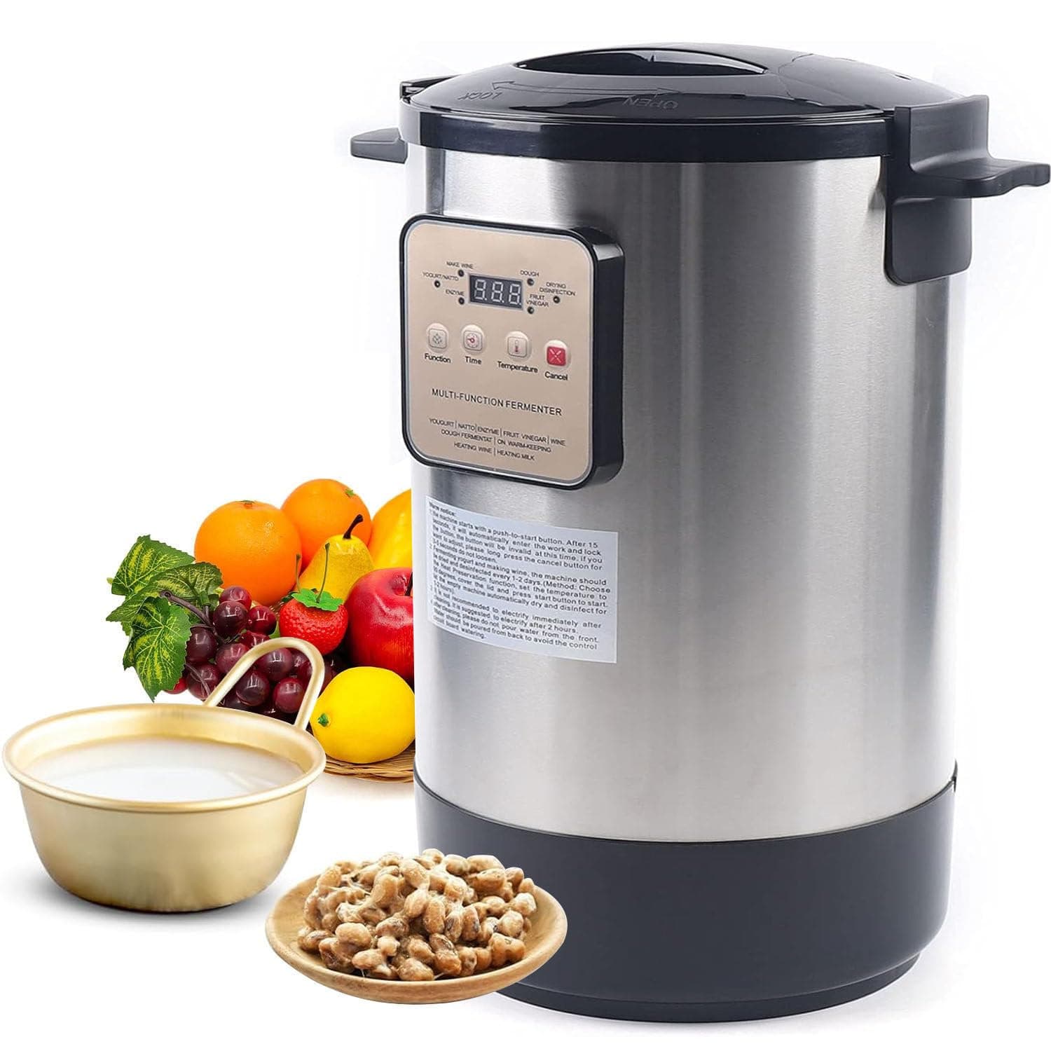 12L Automatic Fermentation Machine, Stainless Steel Yogurt Maker, With Intelligent Time Temp Control, Fermenter for Yogurt/Enzymes/Dough/Fruit Vinegar