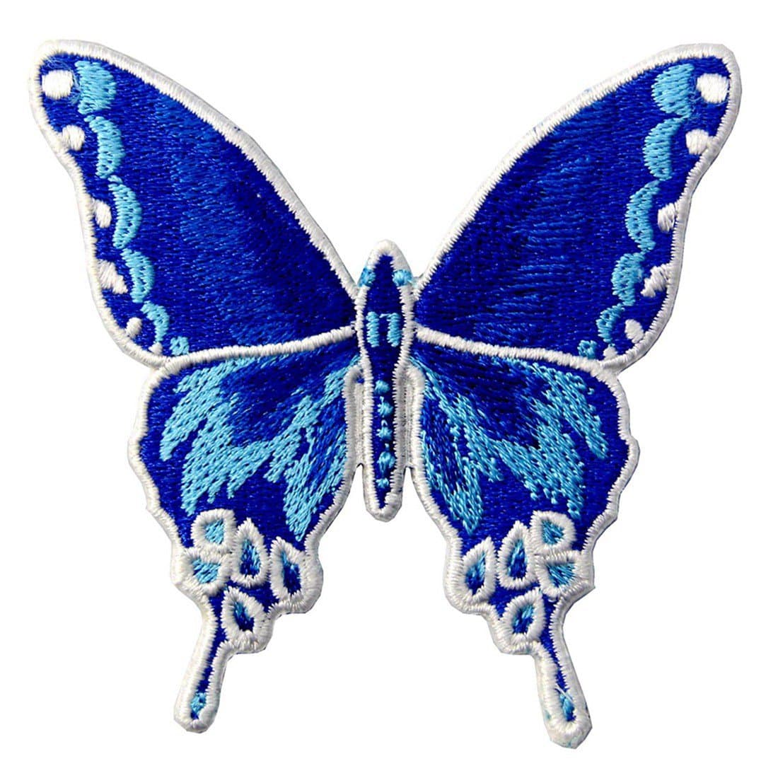 Butterfly Embroidered Badge Iron On Sew On Patch, Blue