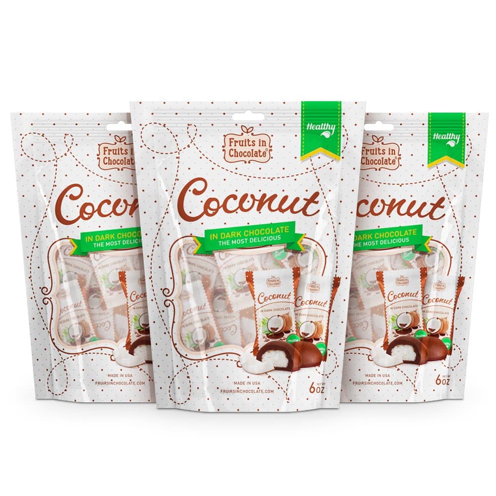 Dark Chocolate Covered Coconut (Pack of 3)