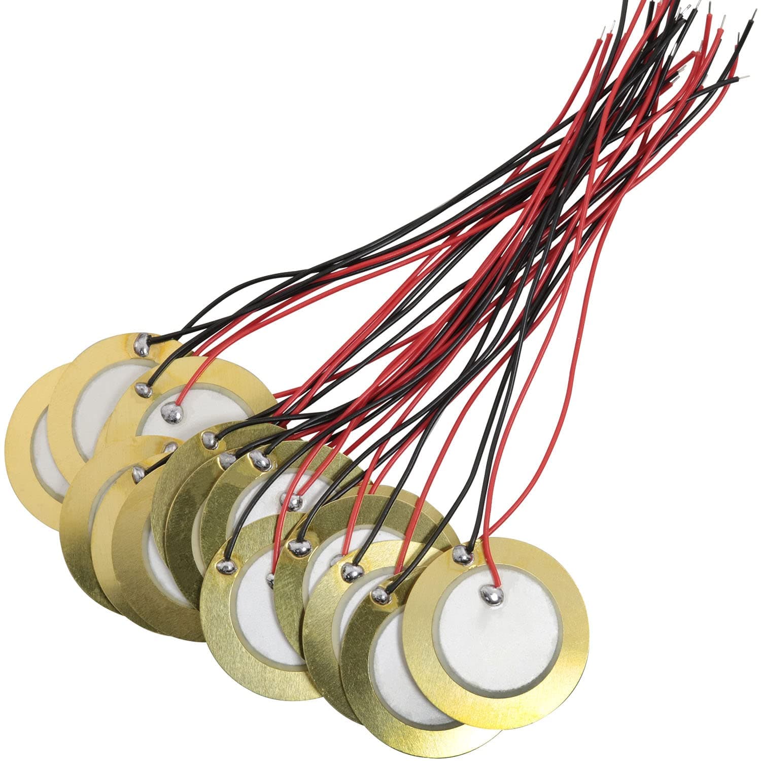 LUORNG 16PCS 27mm Piezo Discs with Leads Mic Drum Trigger Acoustic Pickup CBG Guitar Piezo Amplifiers Discs for Acoustic Guitar Drum