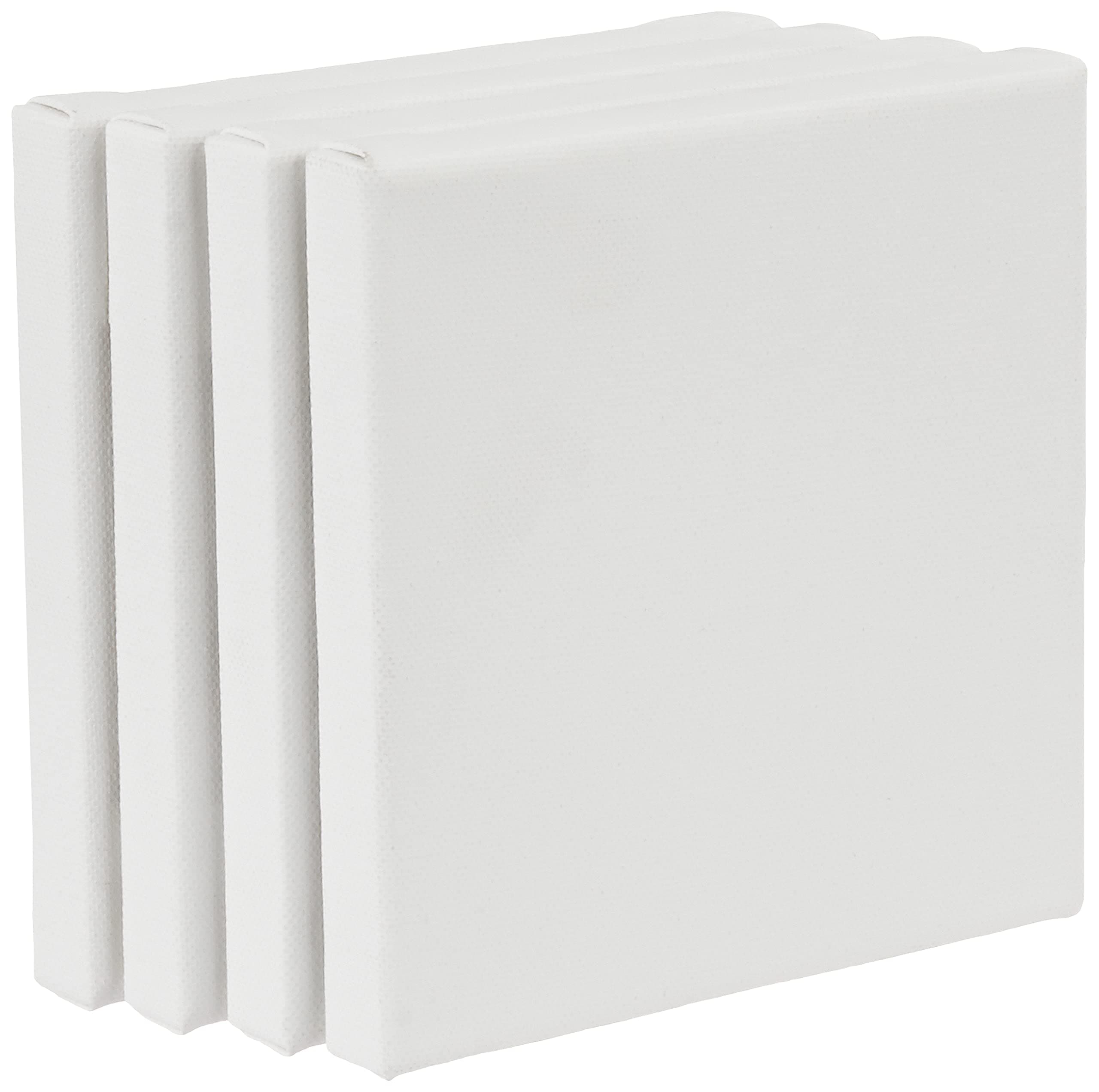 Amazon Brand - Solimo Medium Grain Cotton Stretched Canvas with Wooden Frame, 6 x 6 inch, Set of 4