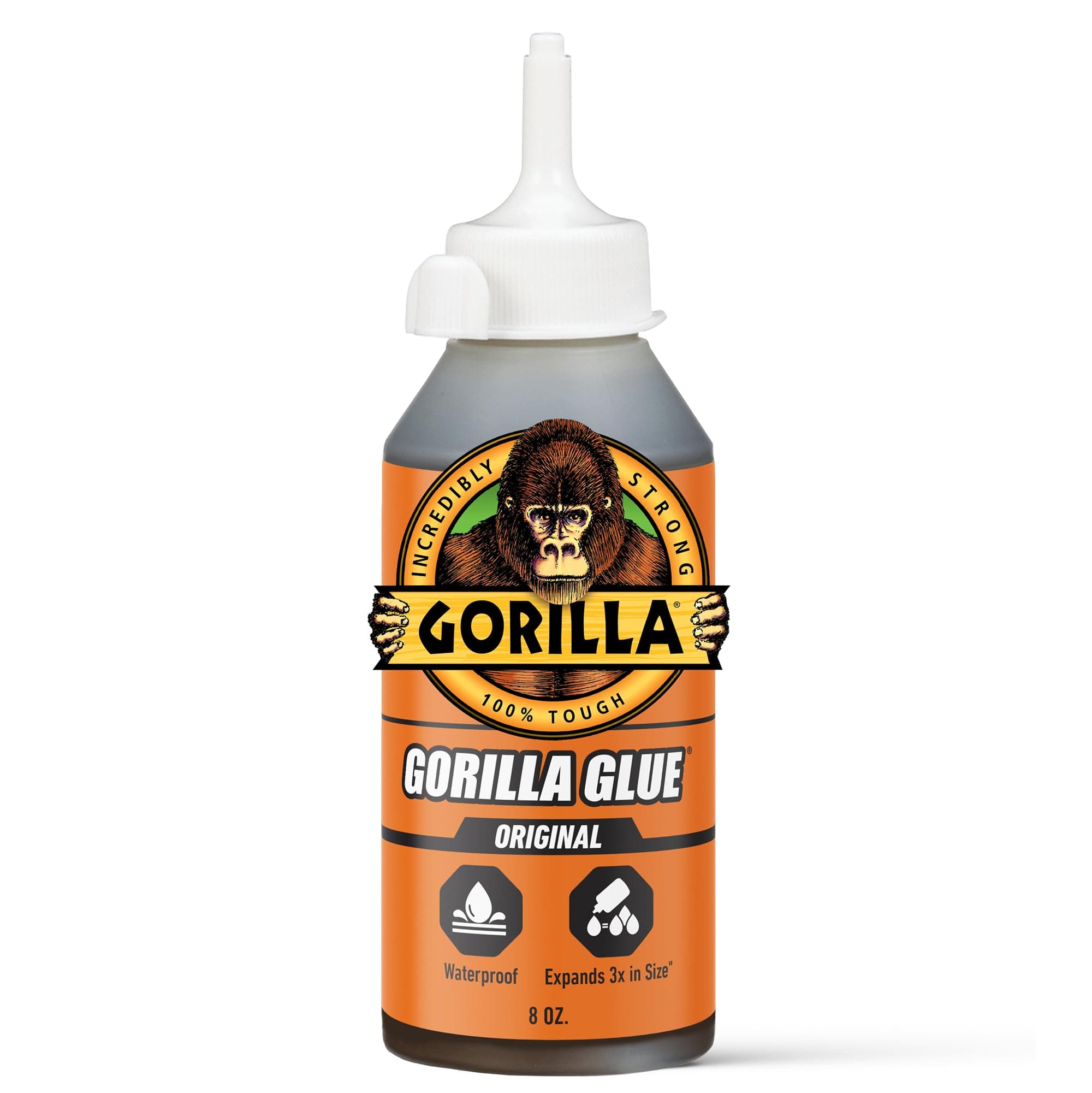 Original Gorilla Glue, Brown, Waterproof Polyurethane Glue, 8 Ounce (Pack of 1) - Expands Into Materials, All Purpose