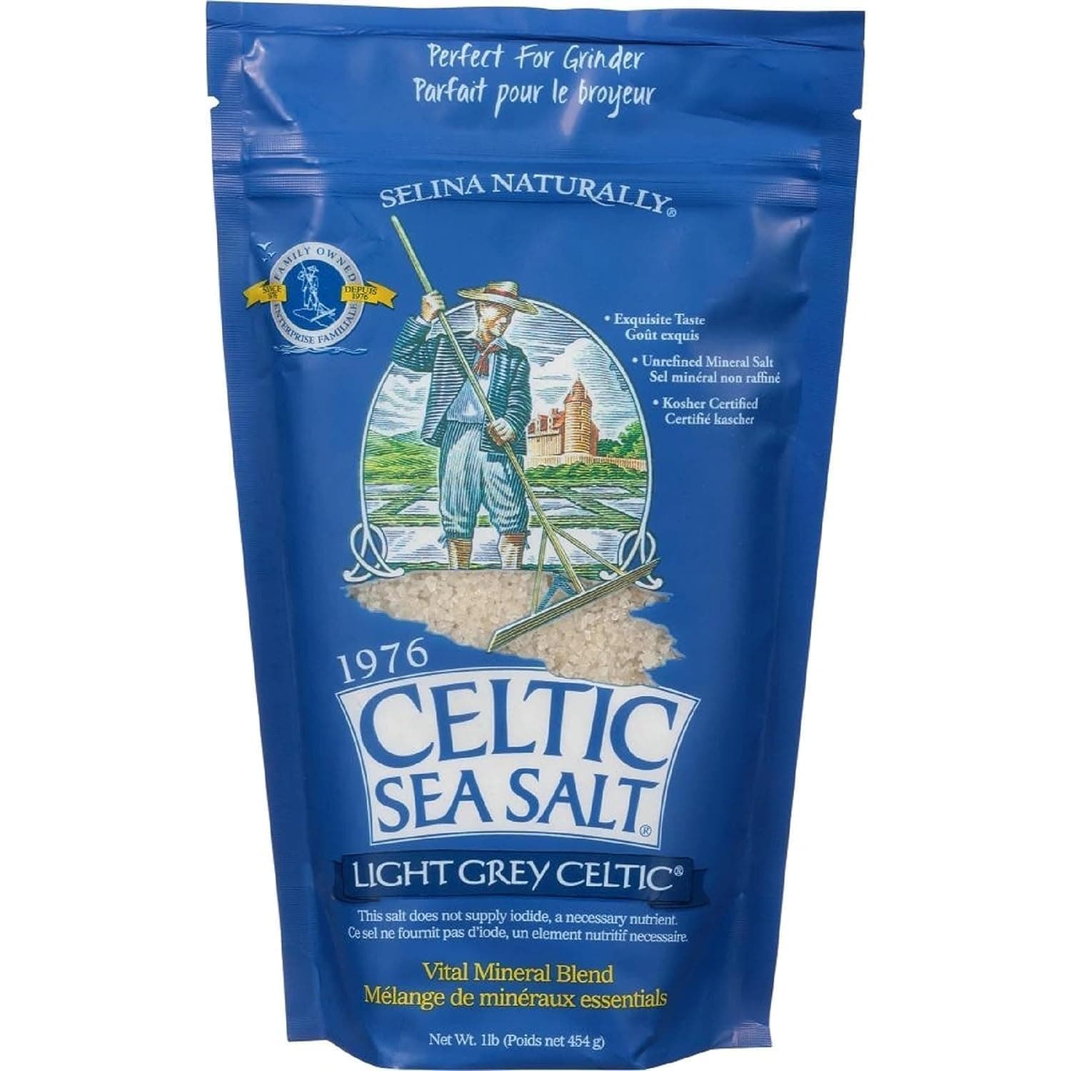 Light Grey Celtic coarse sea salt, 1 lb. bag - Pack of 2 by Celtic Sea Salt