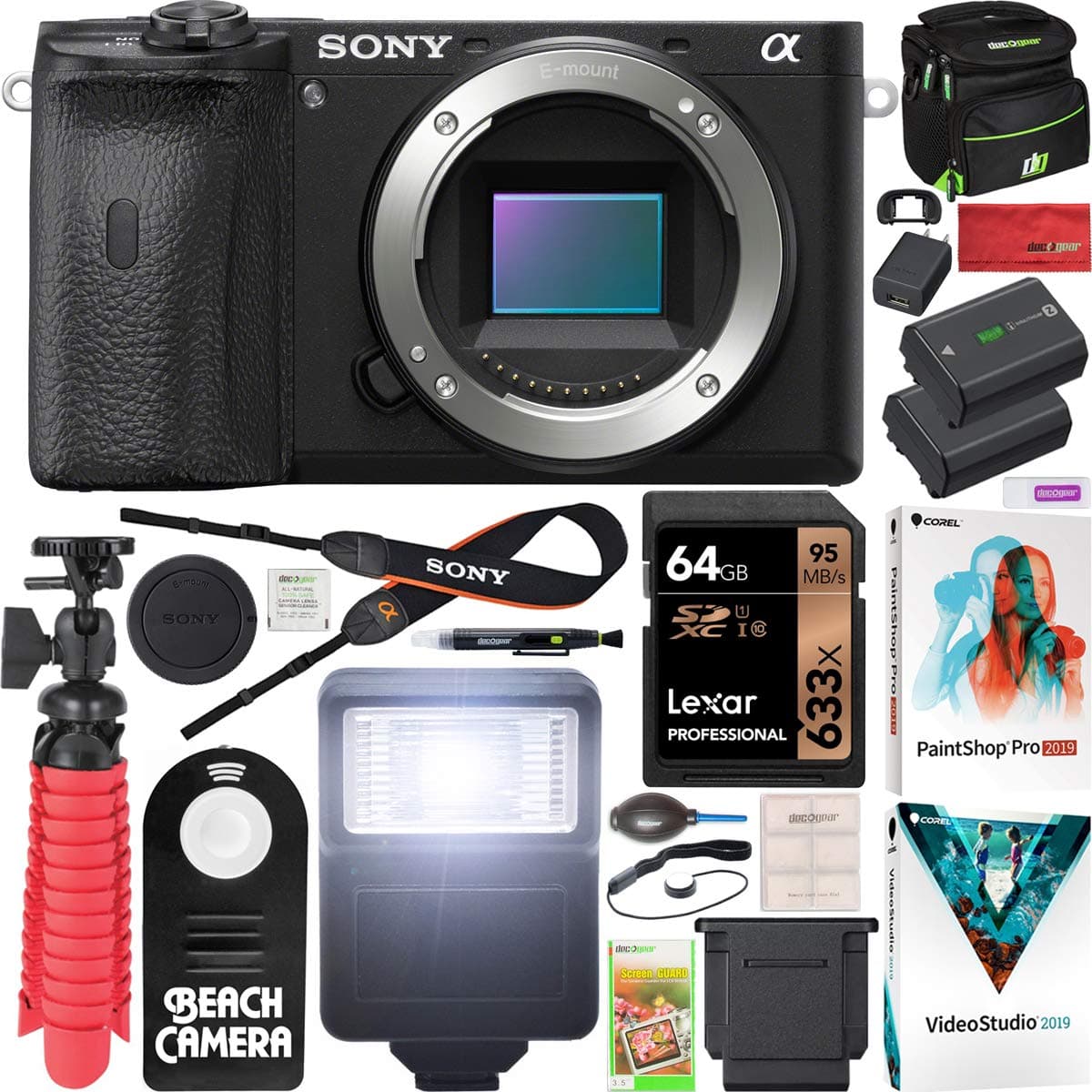 Sonya6600 Mirrorless Camera 4K APS-C Body Only Interchangeable Lens Camera ILCE-6600B | Official Sony USA Partner Model | Bundle with Deco Gear Case + Extra Battery + Wireless Remote + 64GB Card