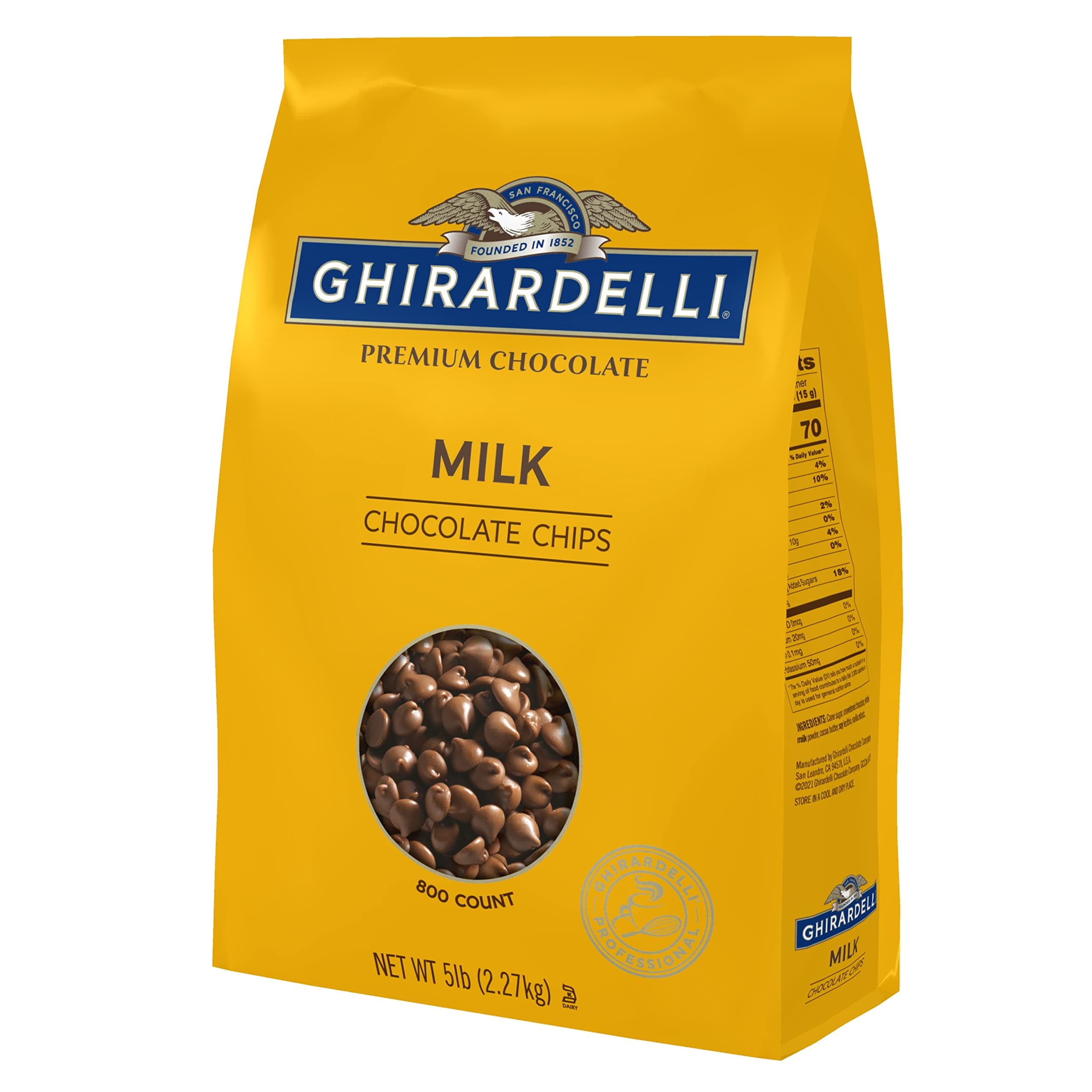 Chocolate Company Milk Chocolate Chips 800 per lb, 5lb. Bag (Pack of 1)