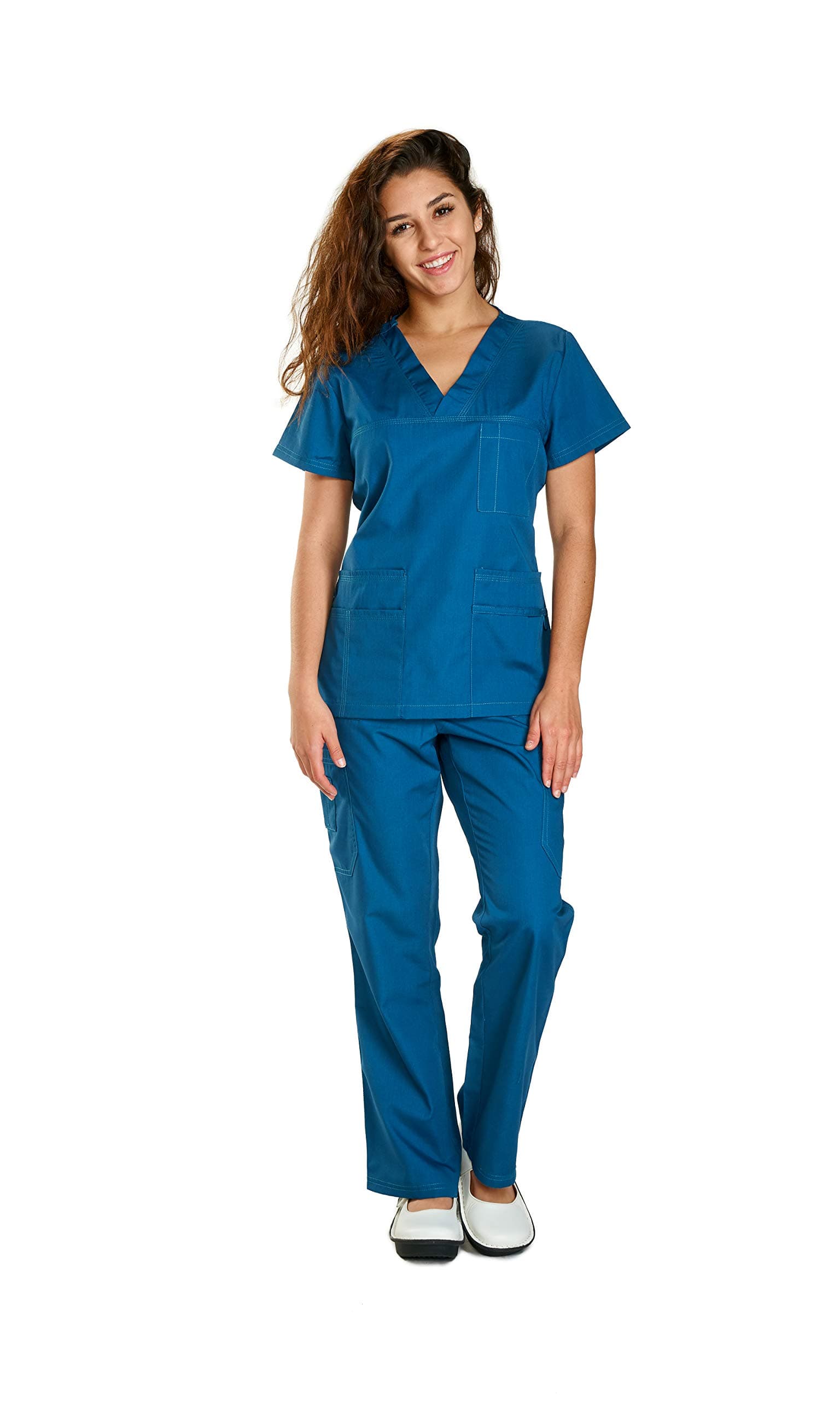 1606 V-Neck W/Crossover Front Yoke TOP and Cargo Pants Set