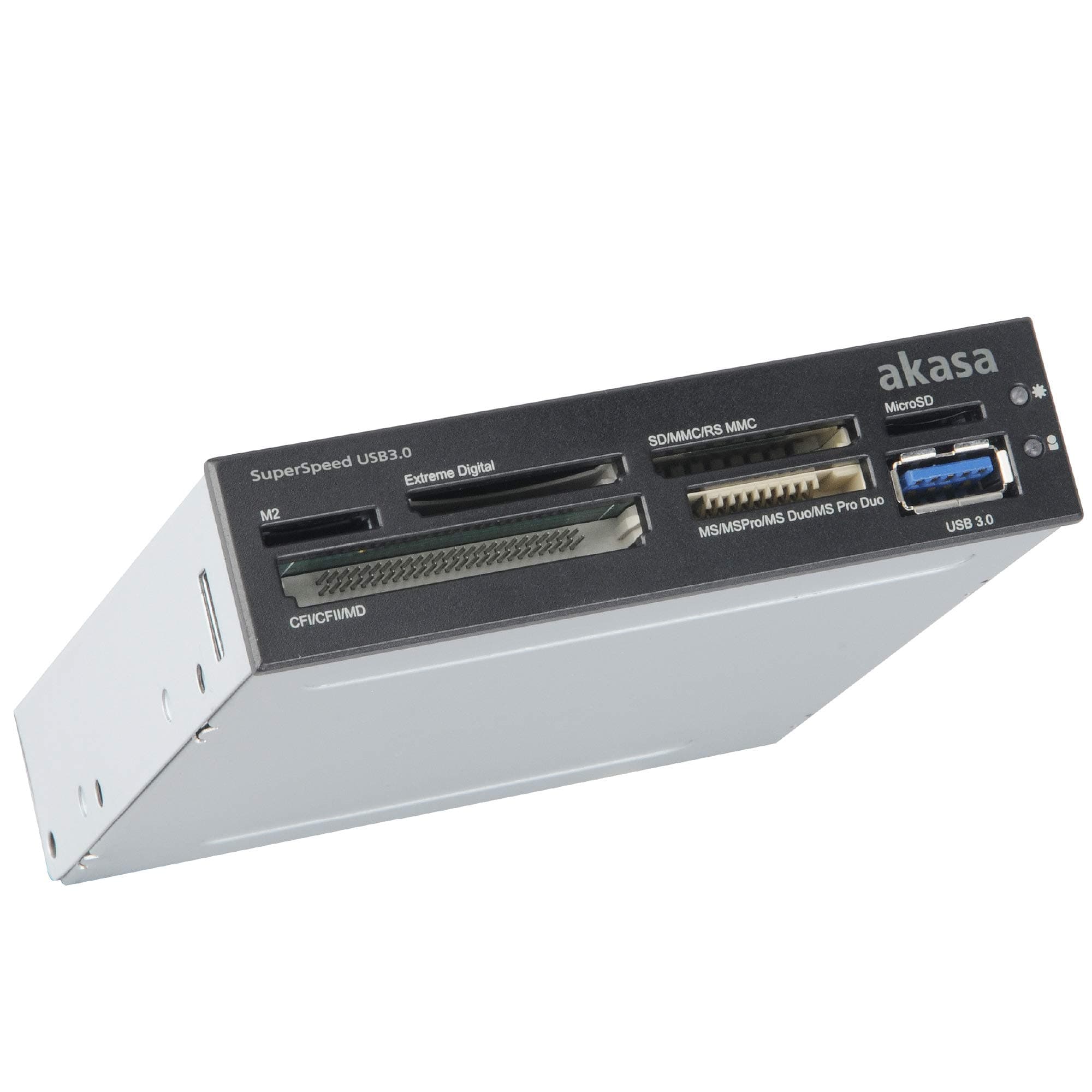 Akasa USB 3.0 SuperSpeed Memory Card Reader | CF Card | SD Card | 6 Memory Card Slots | AK-ICR-14 | For 3.5” PC Front Bay
