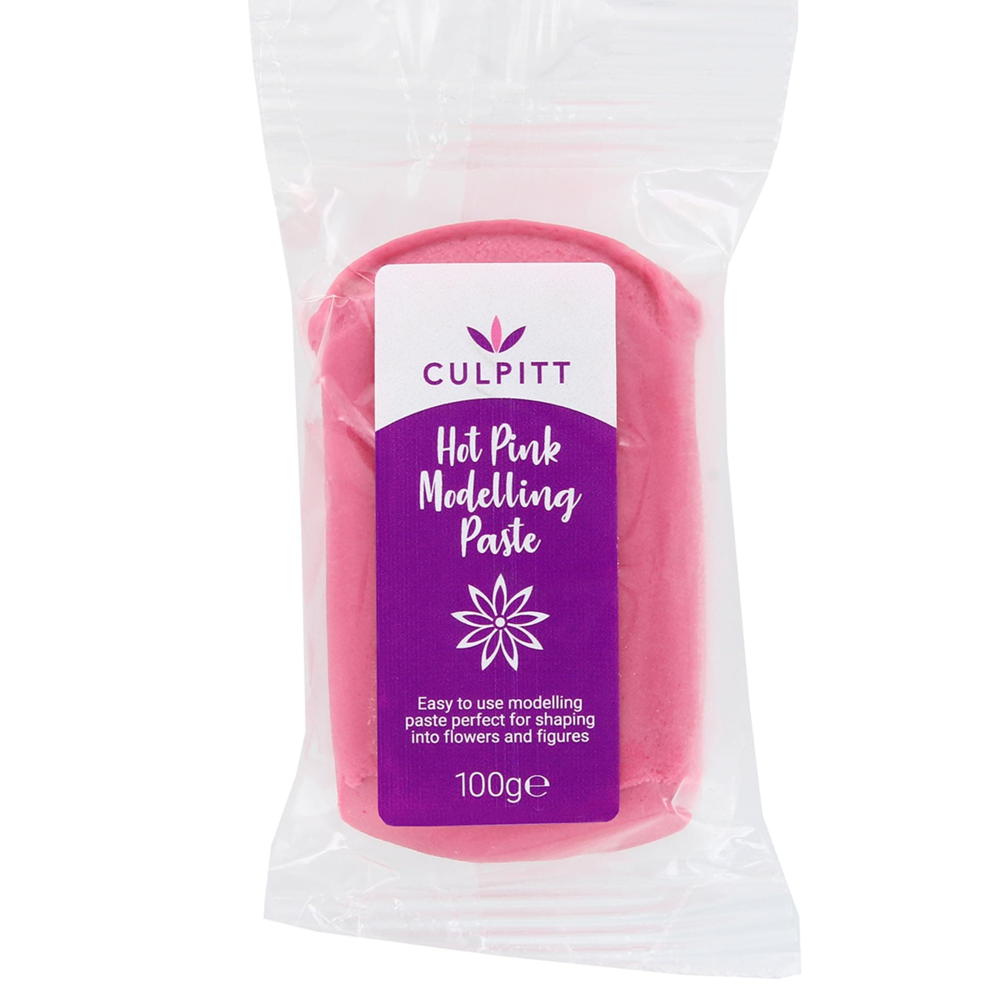 Culpitt Modelling Paste, Hot Pink, Sugarpaste, Gumpaste For Cake Decorating, Flowers, Animals, Figures, Models - Sets Hard, 100g