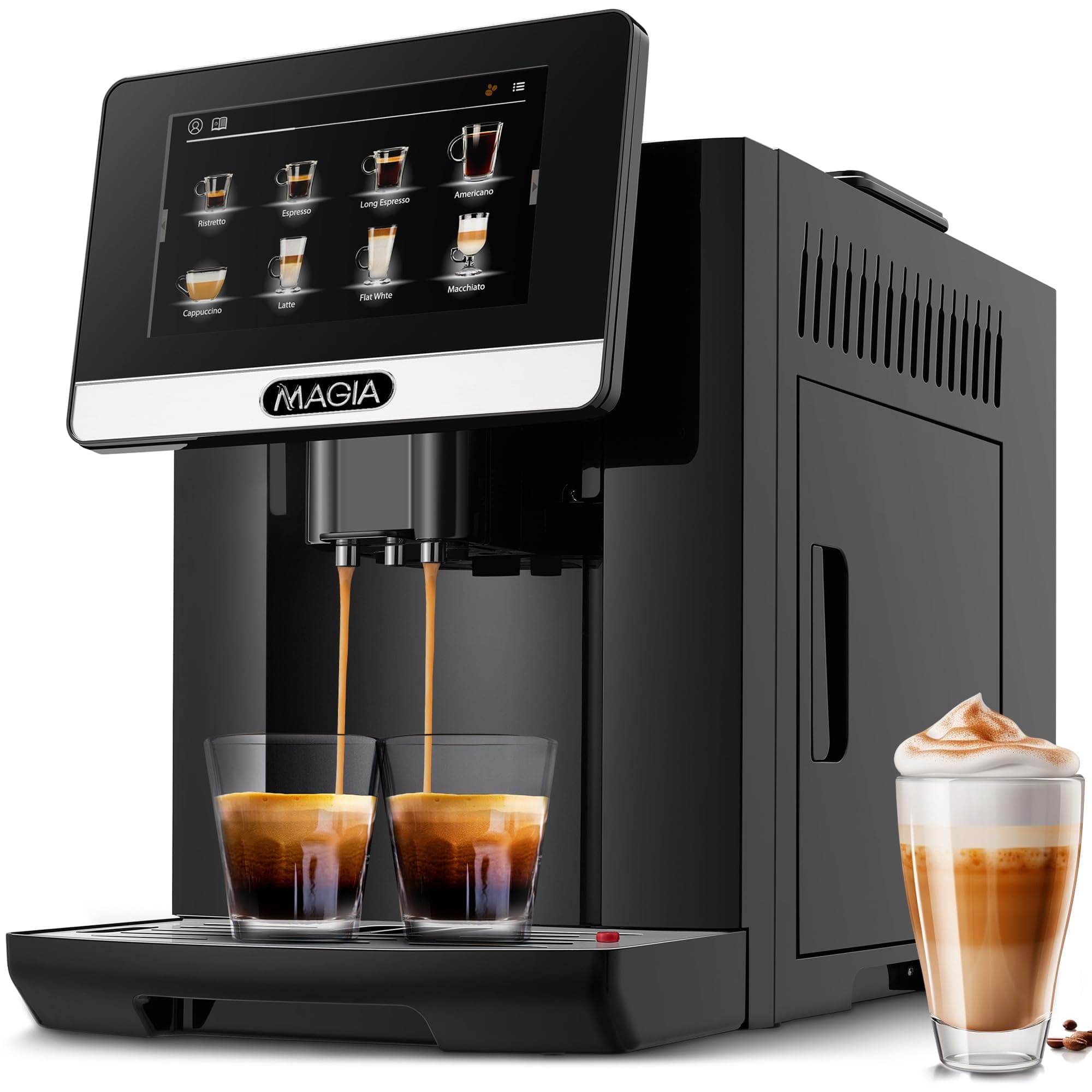 Zulay Magia Fully Automatic Espresso Machine With Grinder - 19 Customizable Coffee Options - Auto-Cleaning For Easy Maintenance - Milk-Foam System For Latte, Cappuccino, Macchiato - OG Silver