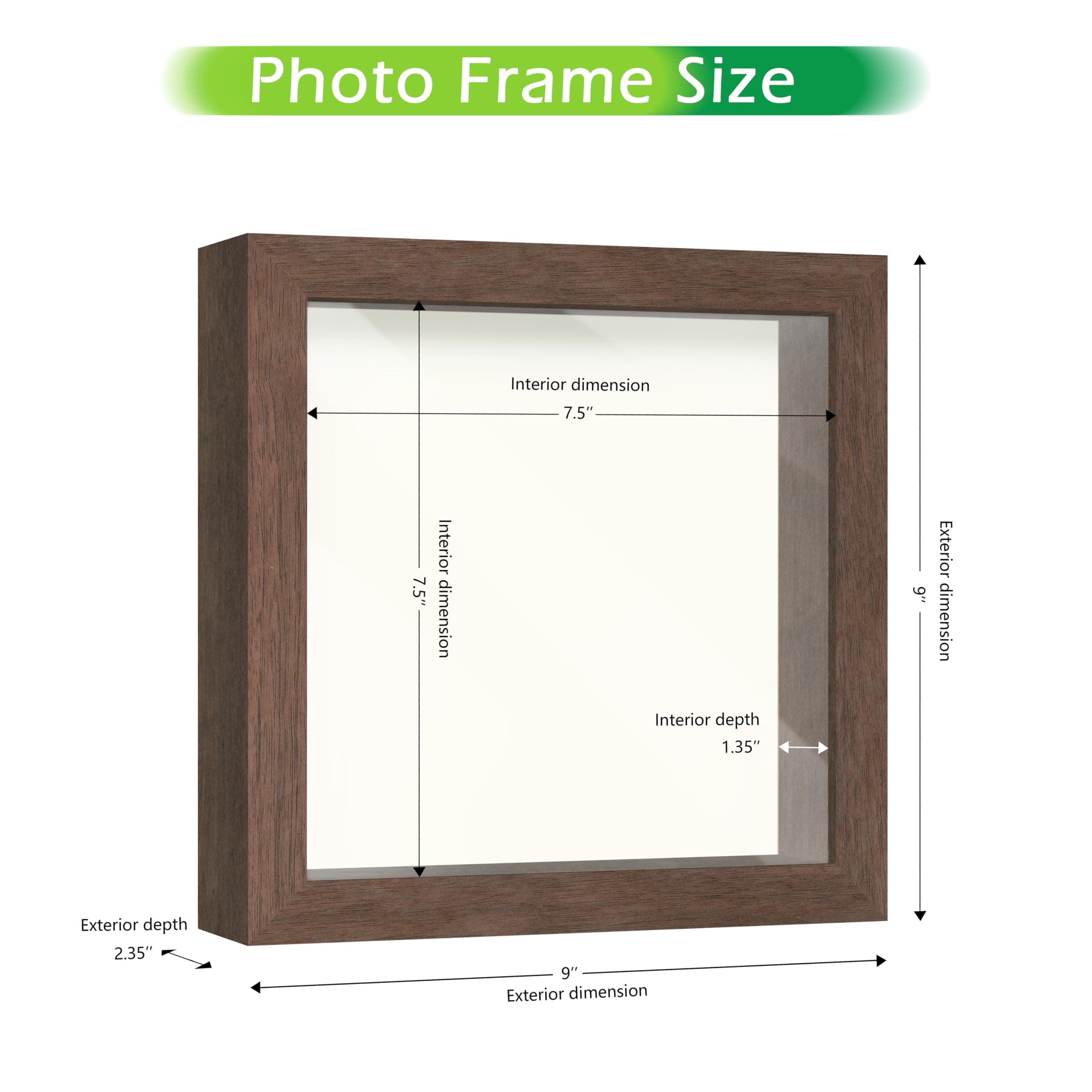 FrameWorks 8” x 8” Dark Oak Wooden Shadow Box Frame – Display Case with Soft Felt Back, Memory Box with Tempered Glass, Display Box with Elegant White Ball Push Pins, Wooden Flower Box