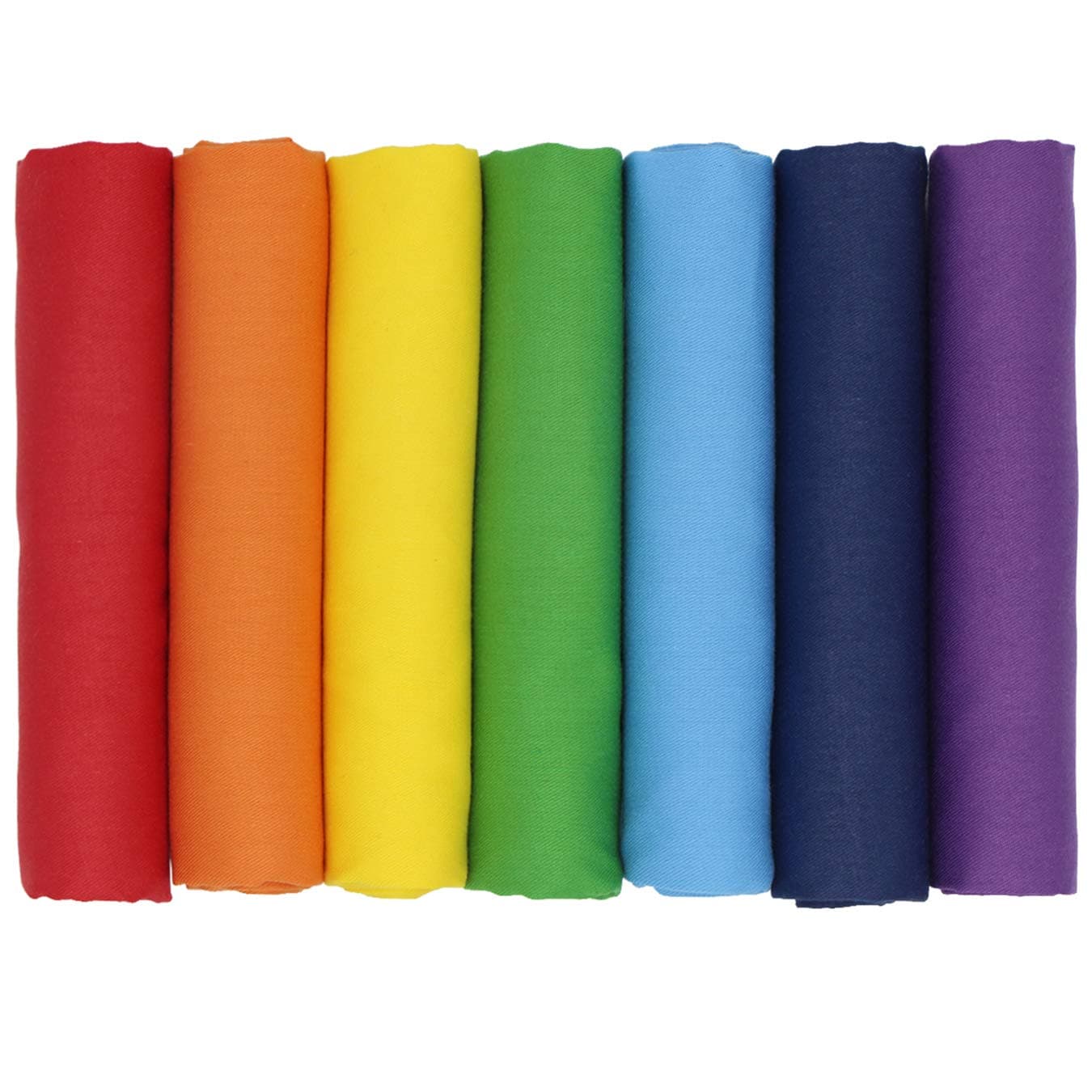 7Pcs Cotton Patchwork Rainbow Fabric 17.7 x 19.68 Inch Solid Color Cotton Textile Bundles for Decoration Sewing Quilting DIY Crafts Pillows Bags Handwork (Rainbow)