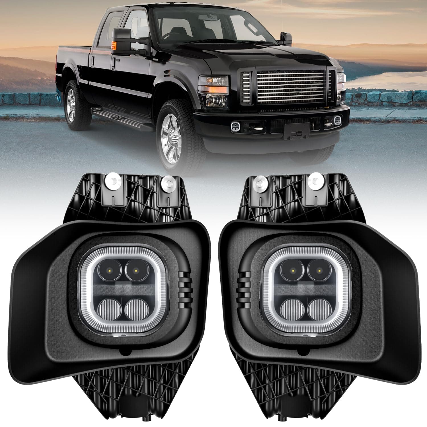 Nilight LED Fog Light Assembly Compatible with 2011 2012 2013 2014 2015 2016 Ford F250 F350 F450 F550 with Daytime Running Lights Driving Lamp Plug and Play Driver side and Passenger Side