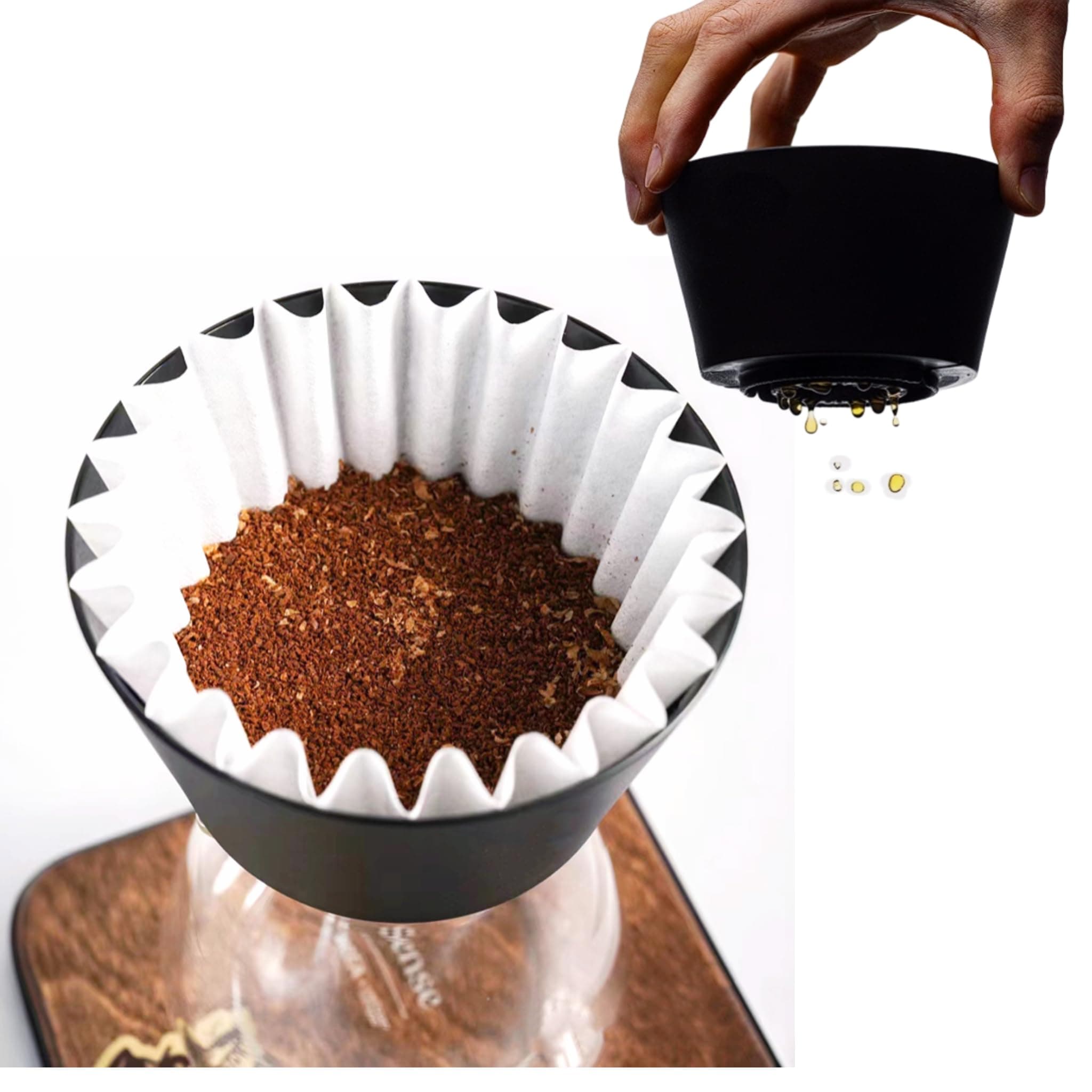 Coffee Dripper 2-5 Cup Brewer fits 185 flat papers Design Slow Drip Coffee Filter Cup for OREA Big Boy, large, Black